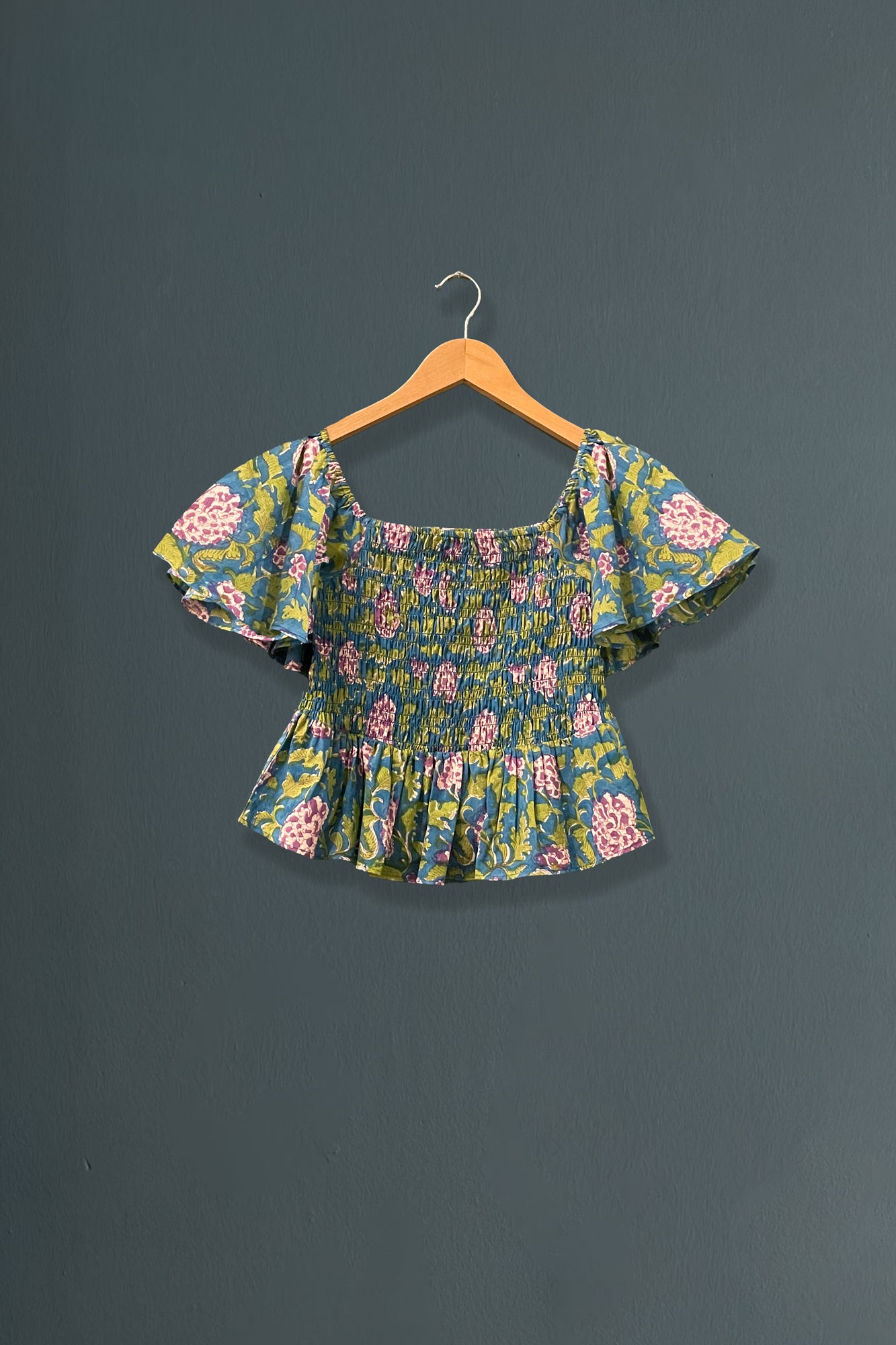 Hema Smocked Flutter Top