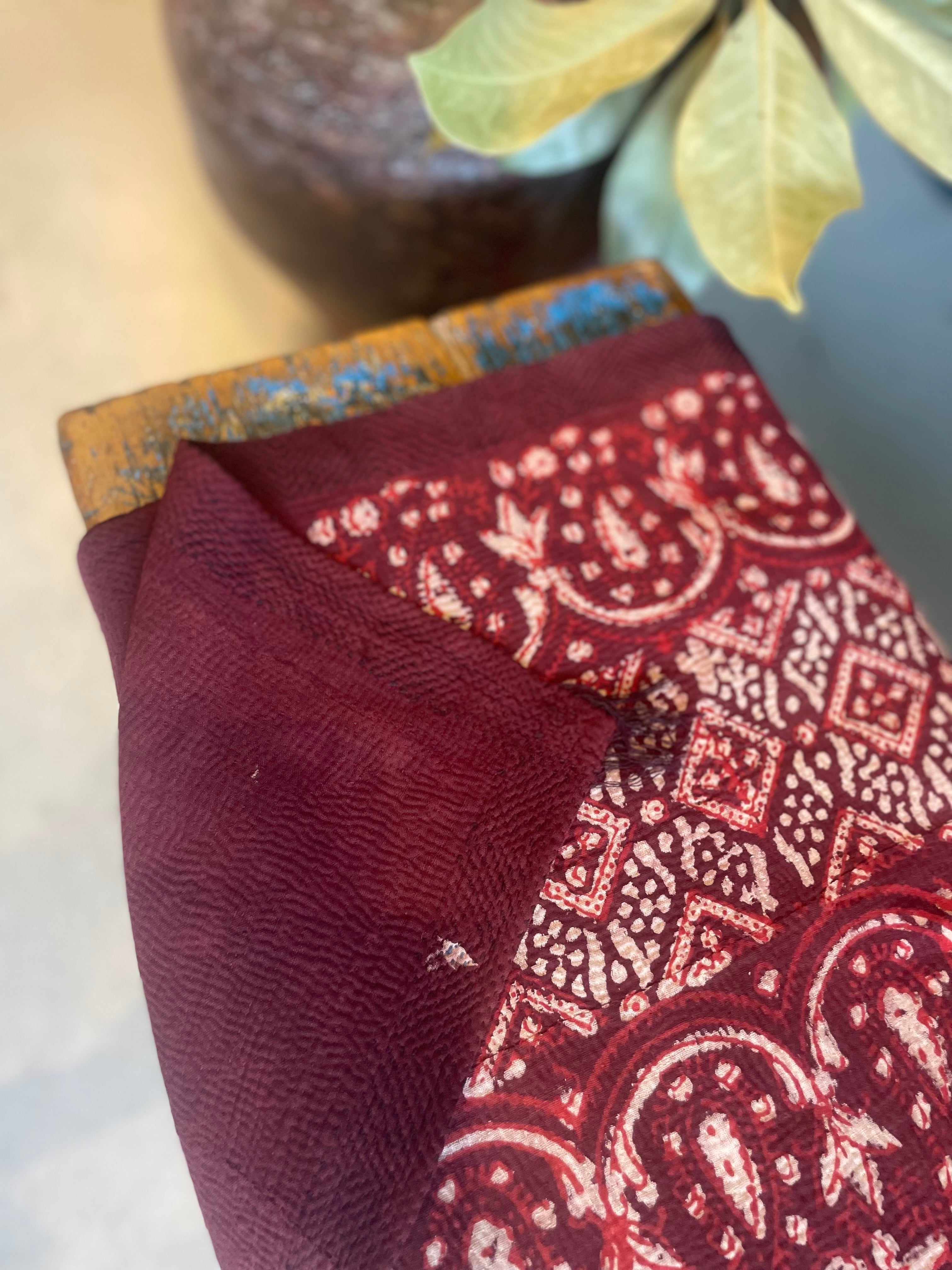 Antique Kantha Throw Blanket
