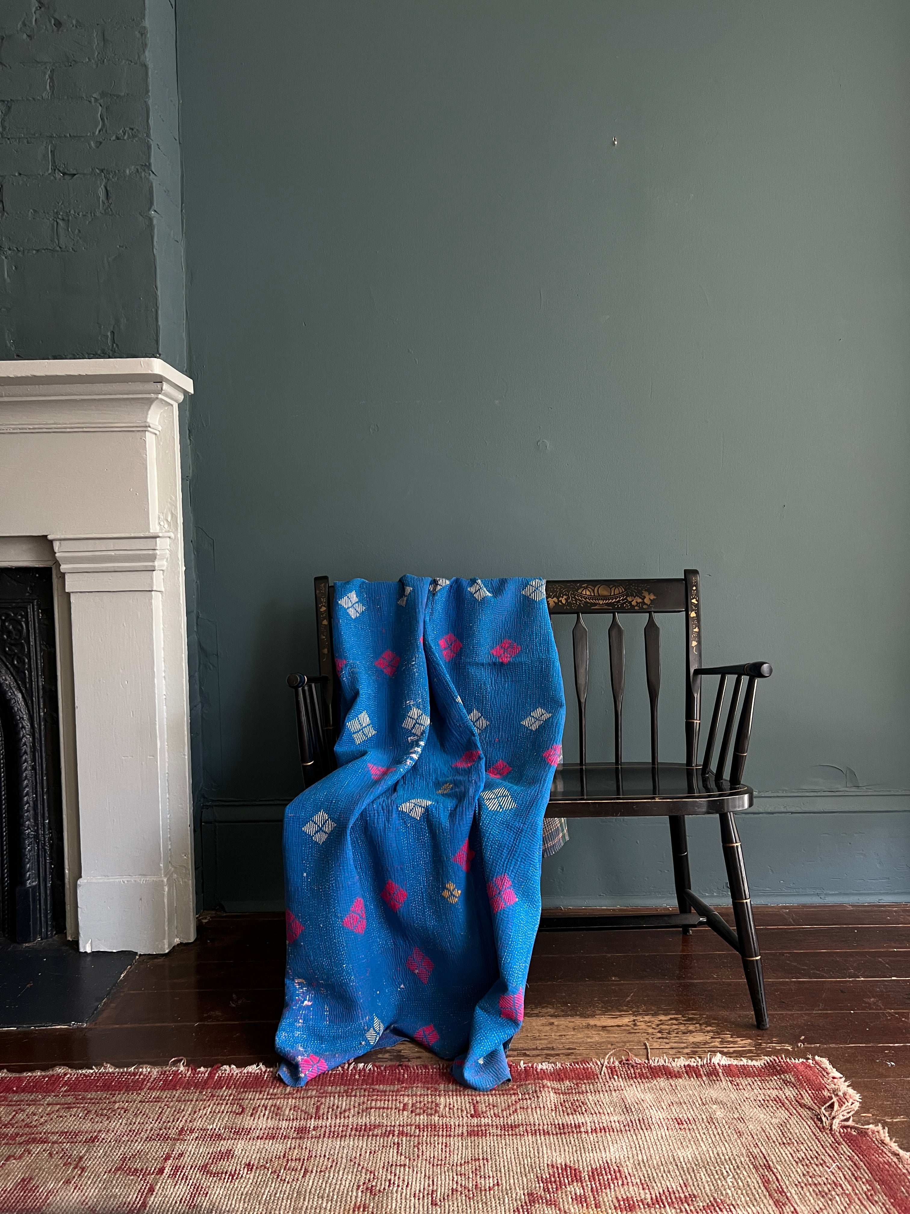 Antique Kantha Throw Blanket