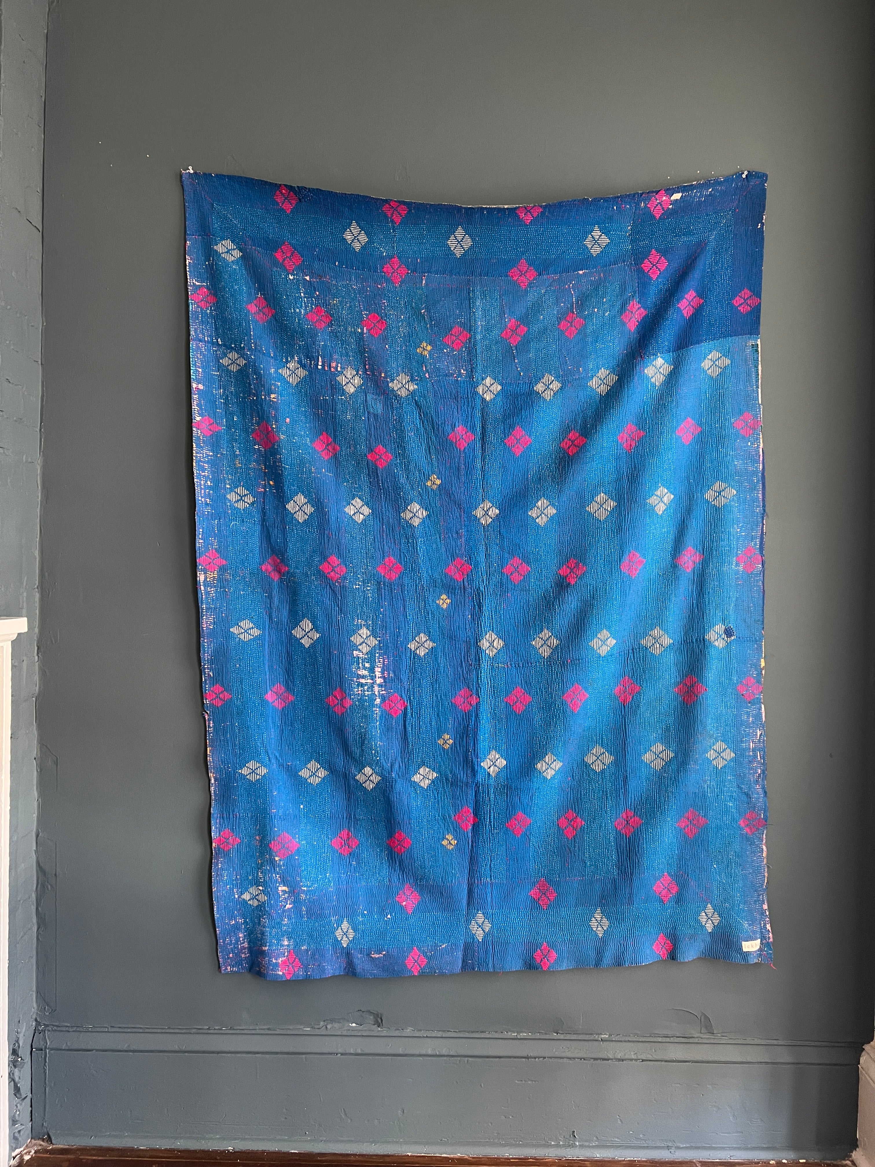 Antique Kantha Throw Blanket