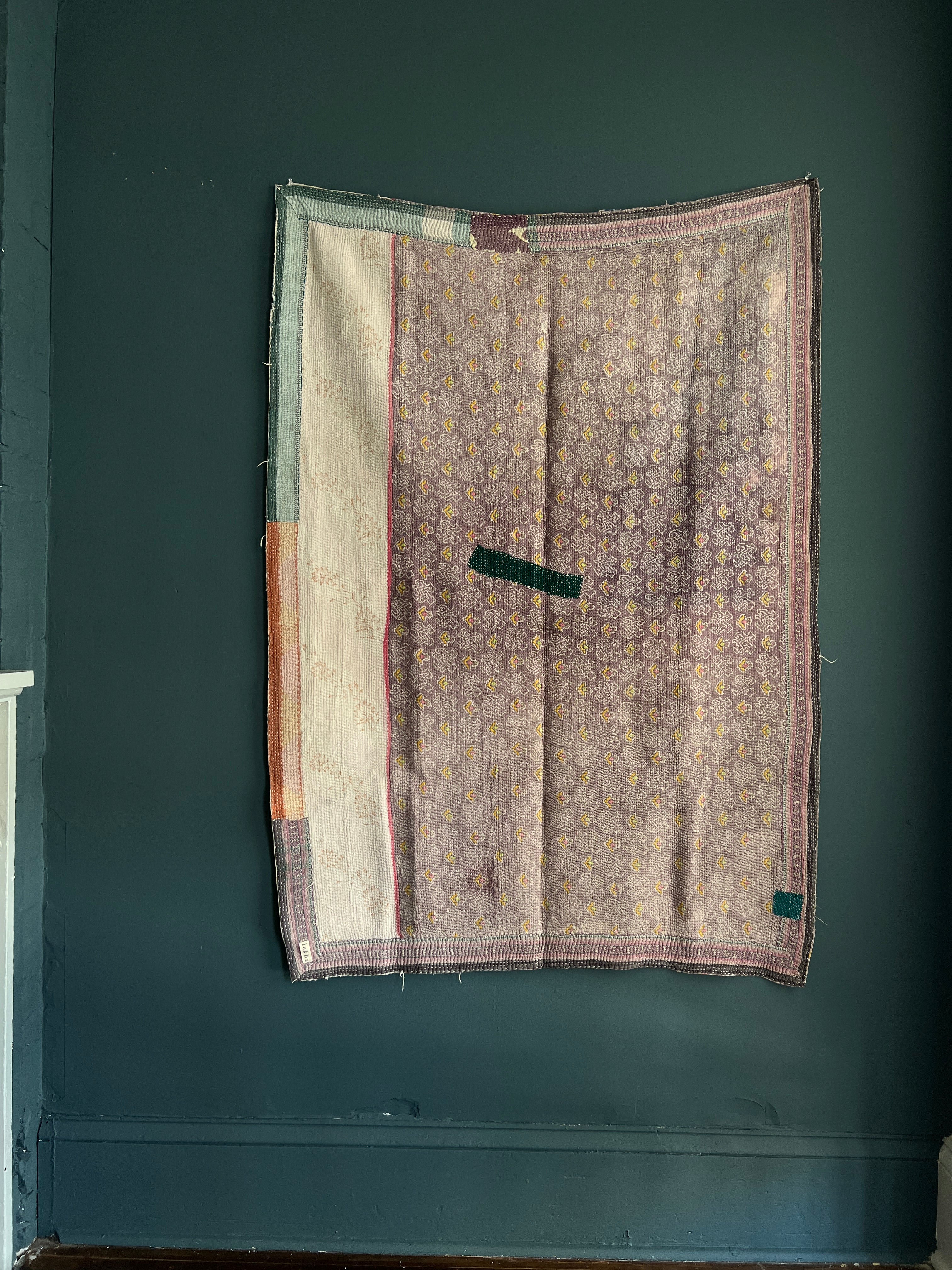 Antique Kantha Patchwork Throw Blanket