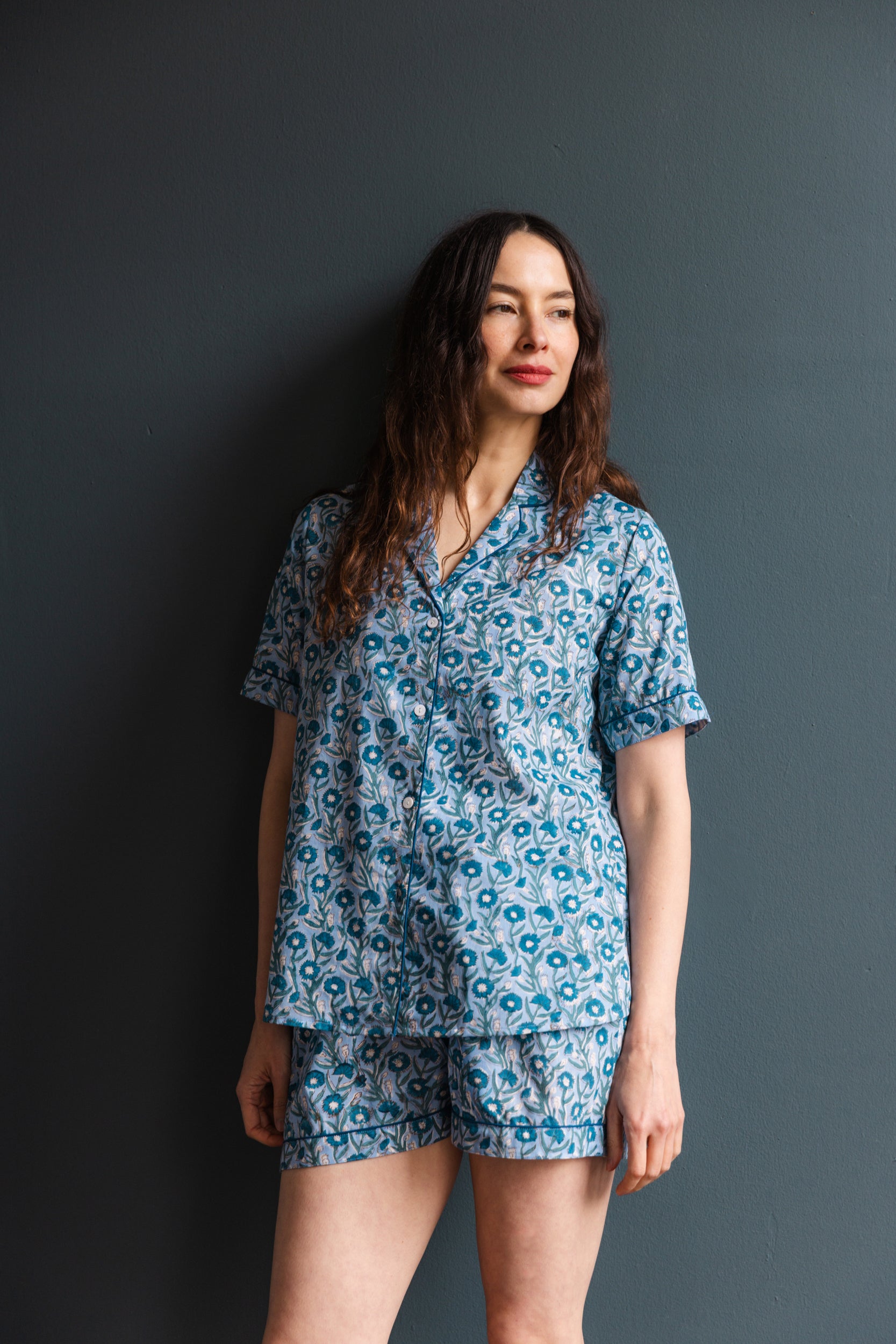 Block Printed Muslin Pajama Short Set