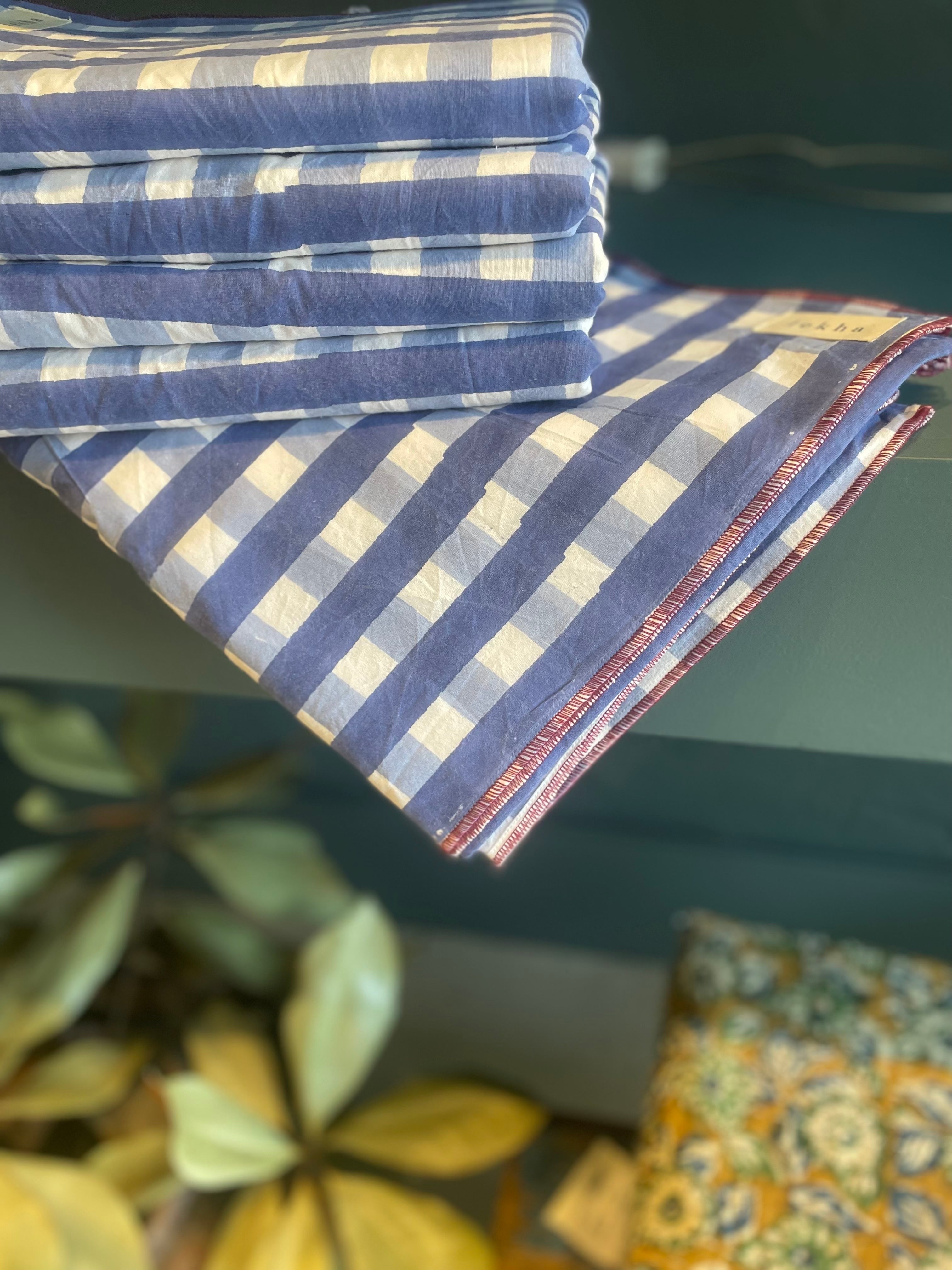 Block Printed Tablecloth in Gingham