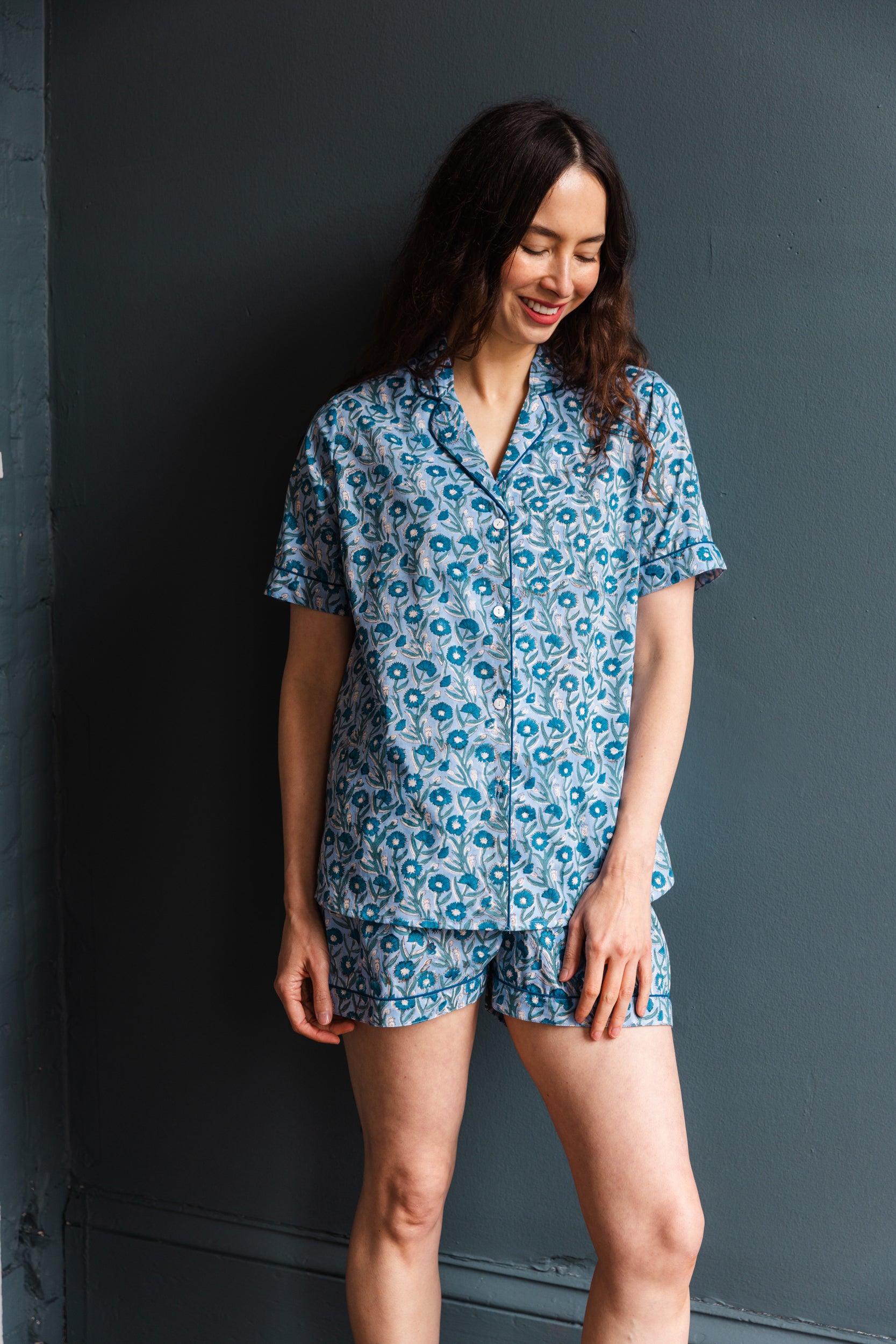 Block Printed Muslin Pajama Short Set