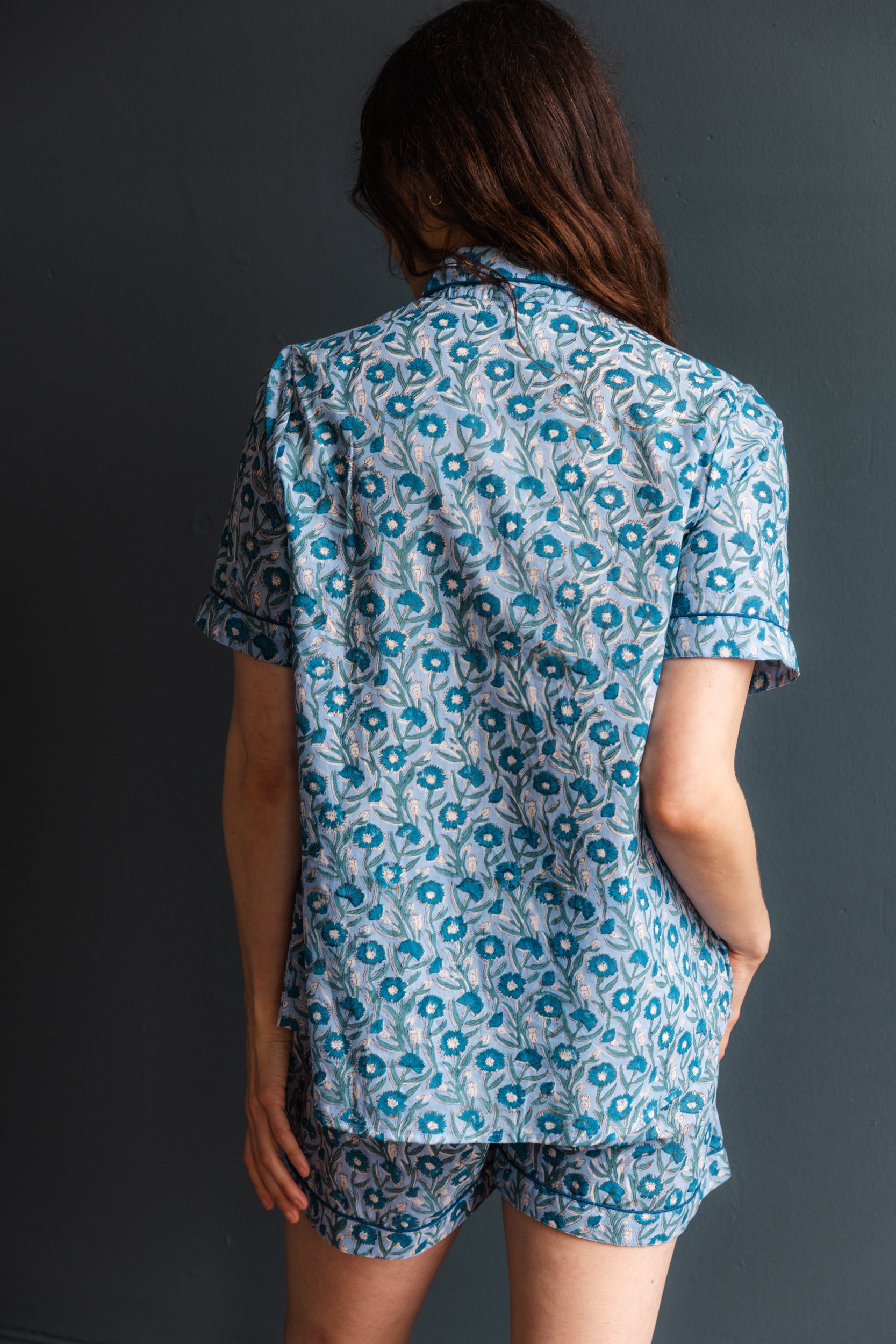 Block Printed Muslin Pajama Short Set