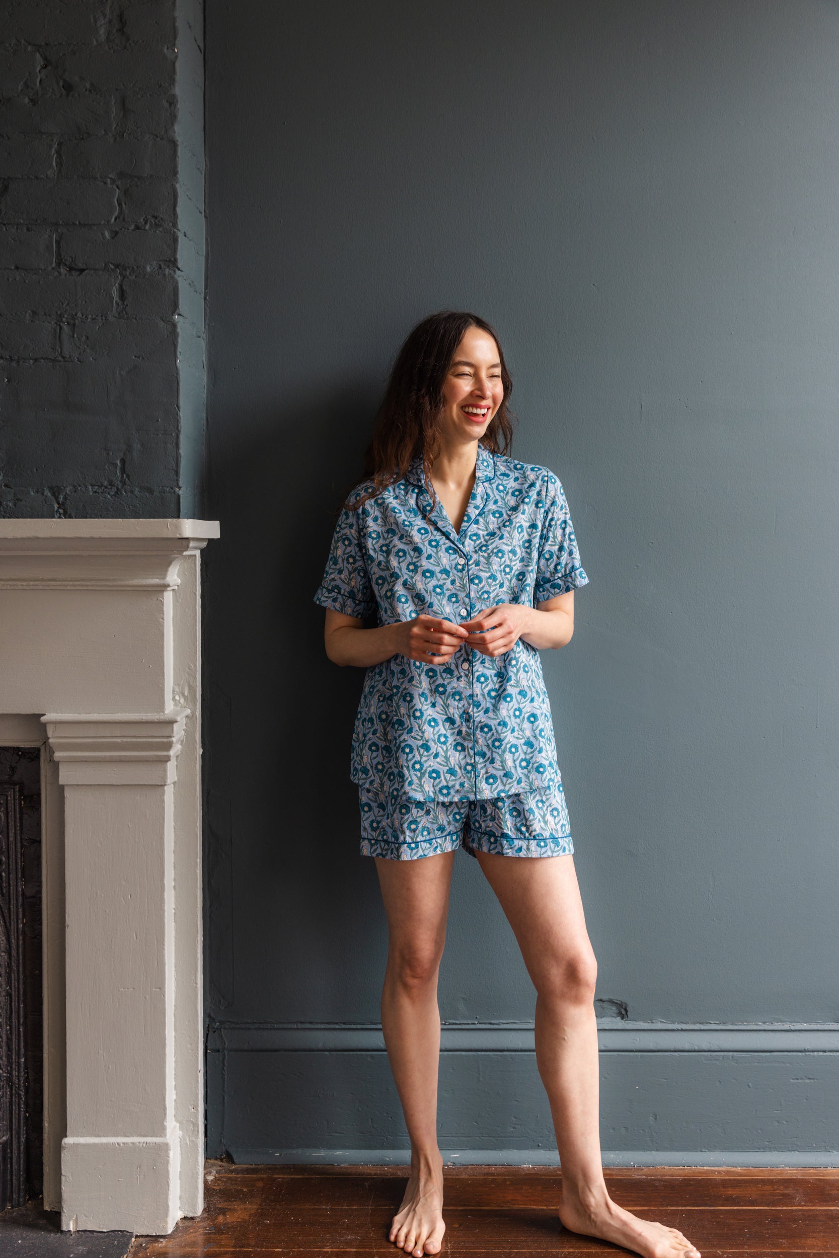 Block Printed Muslin Pajama Short Set