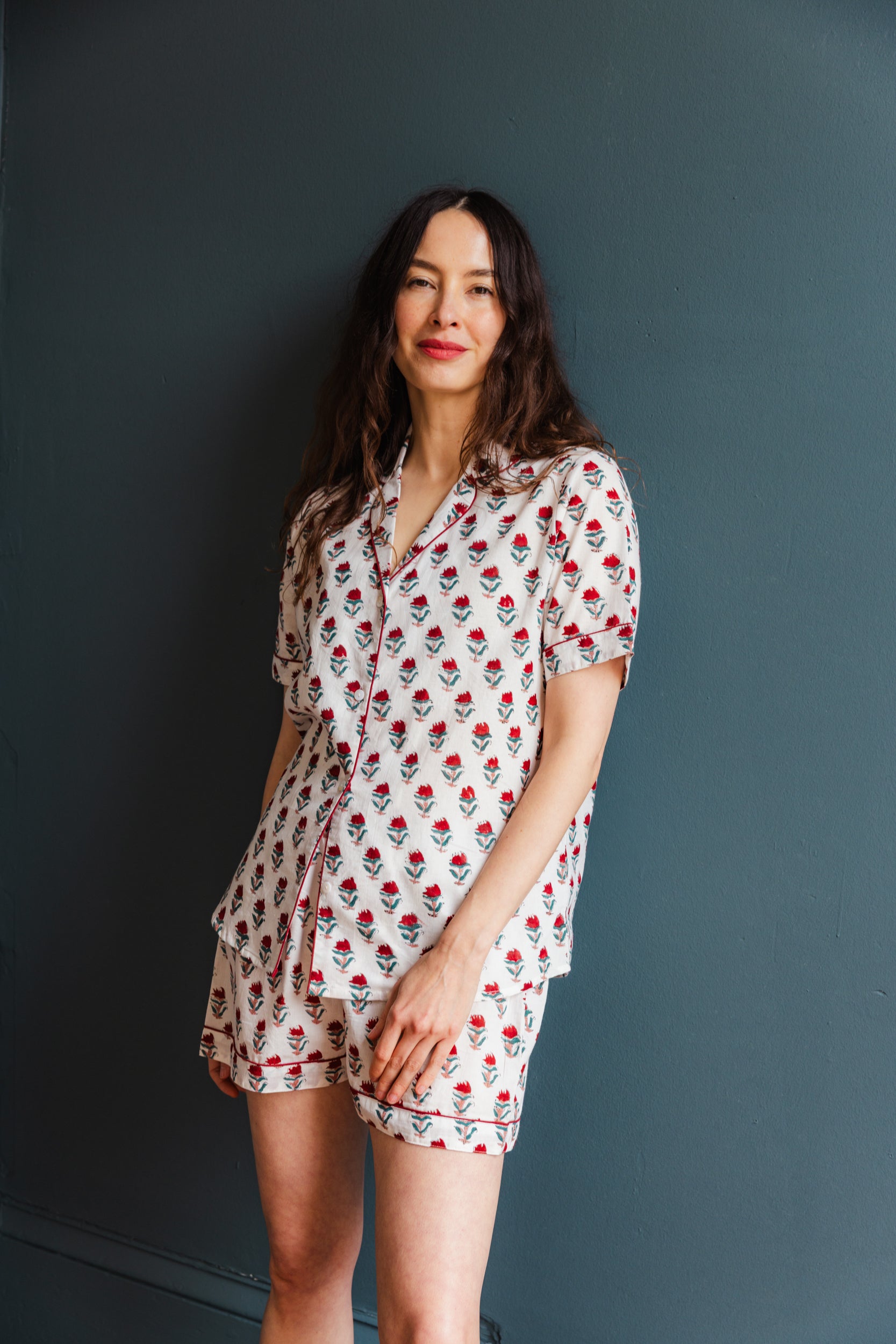 Block Printed Muslin Pajama Short Set