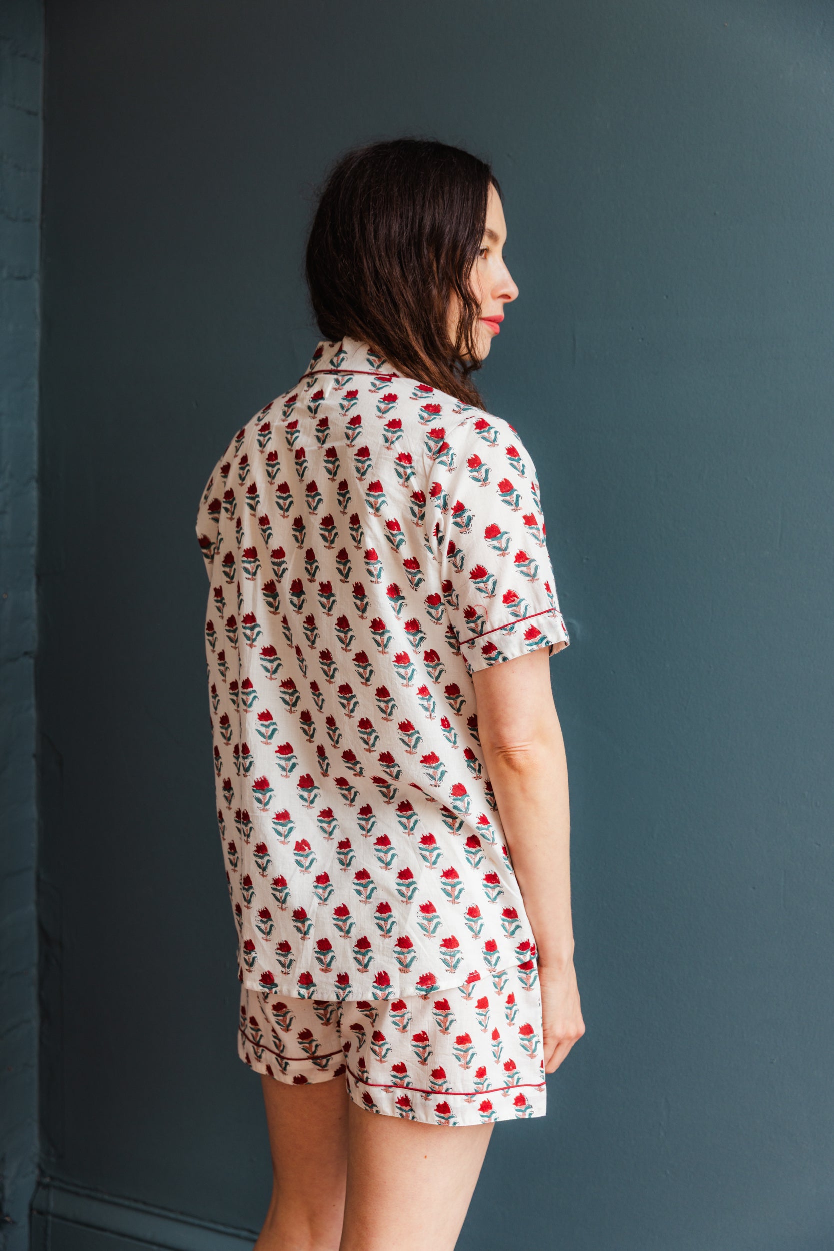 Block Printed Muslin Pajama Short Set