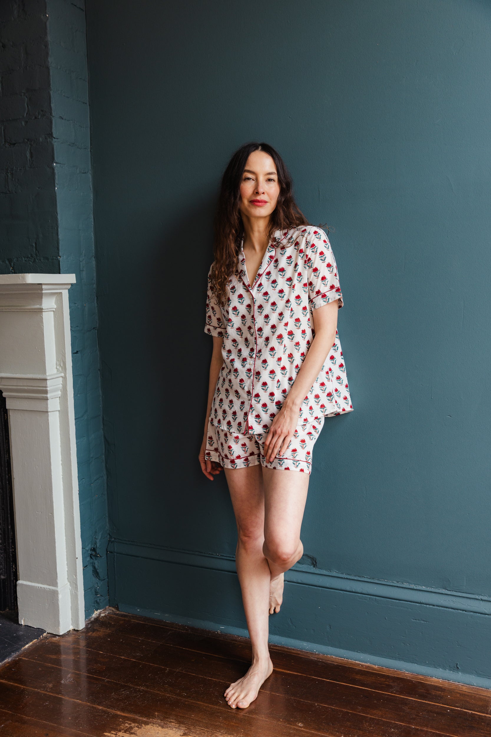 Block Printed Muslin Pajama Short Set