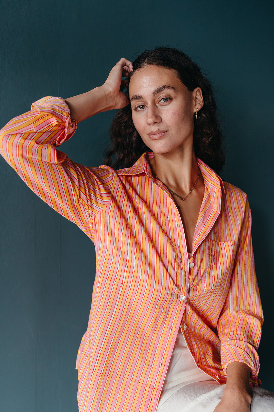 Classic Unisex Block Printed Button Down Shirt