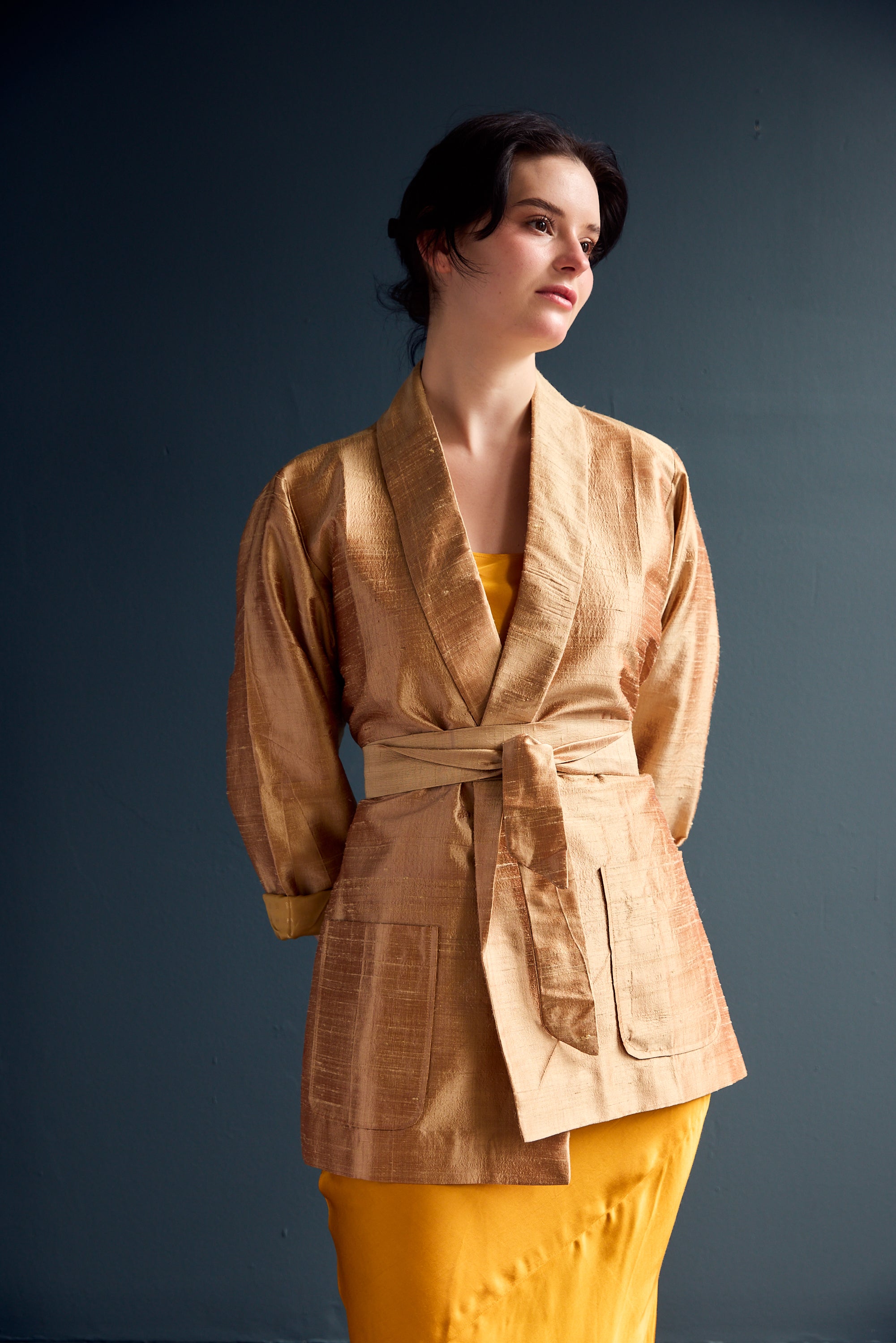 Kamla Wrap Jacket in Raw Silk