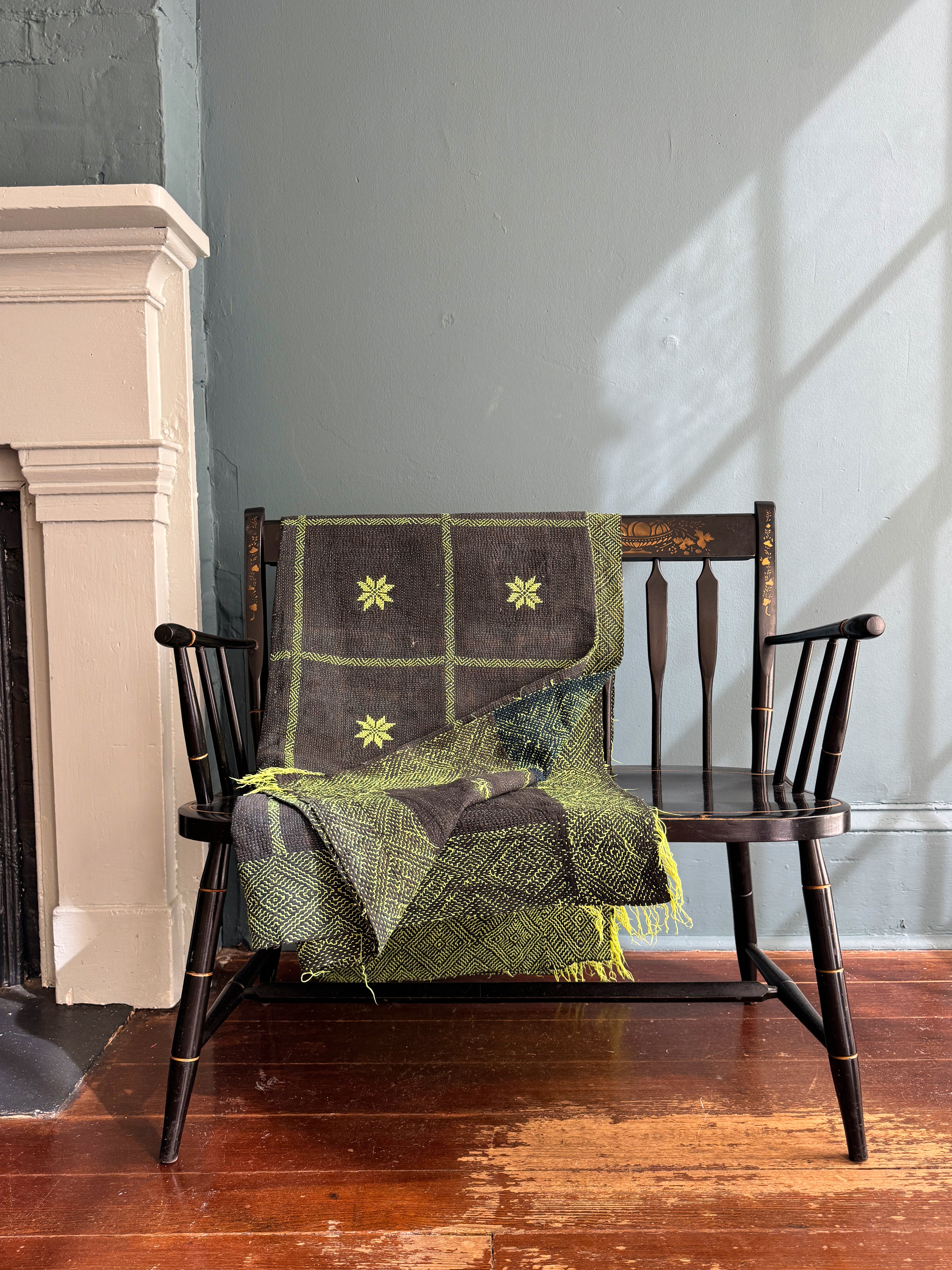 Antique Kantha Patchwork Throw Blanket