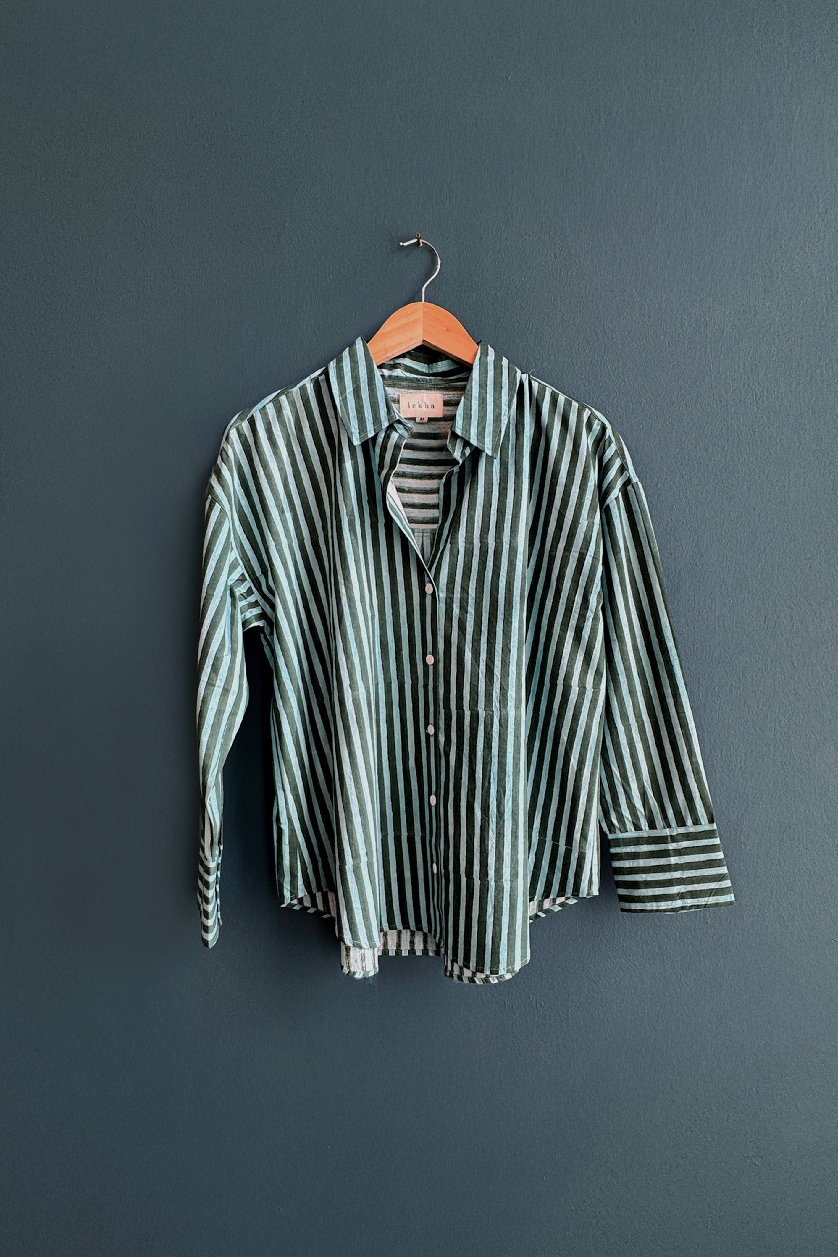 Kira Button Down in Blue Forest Stripe