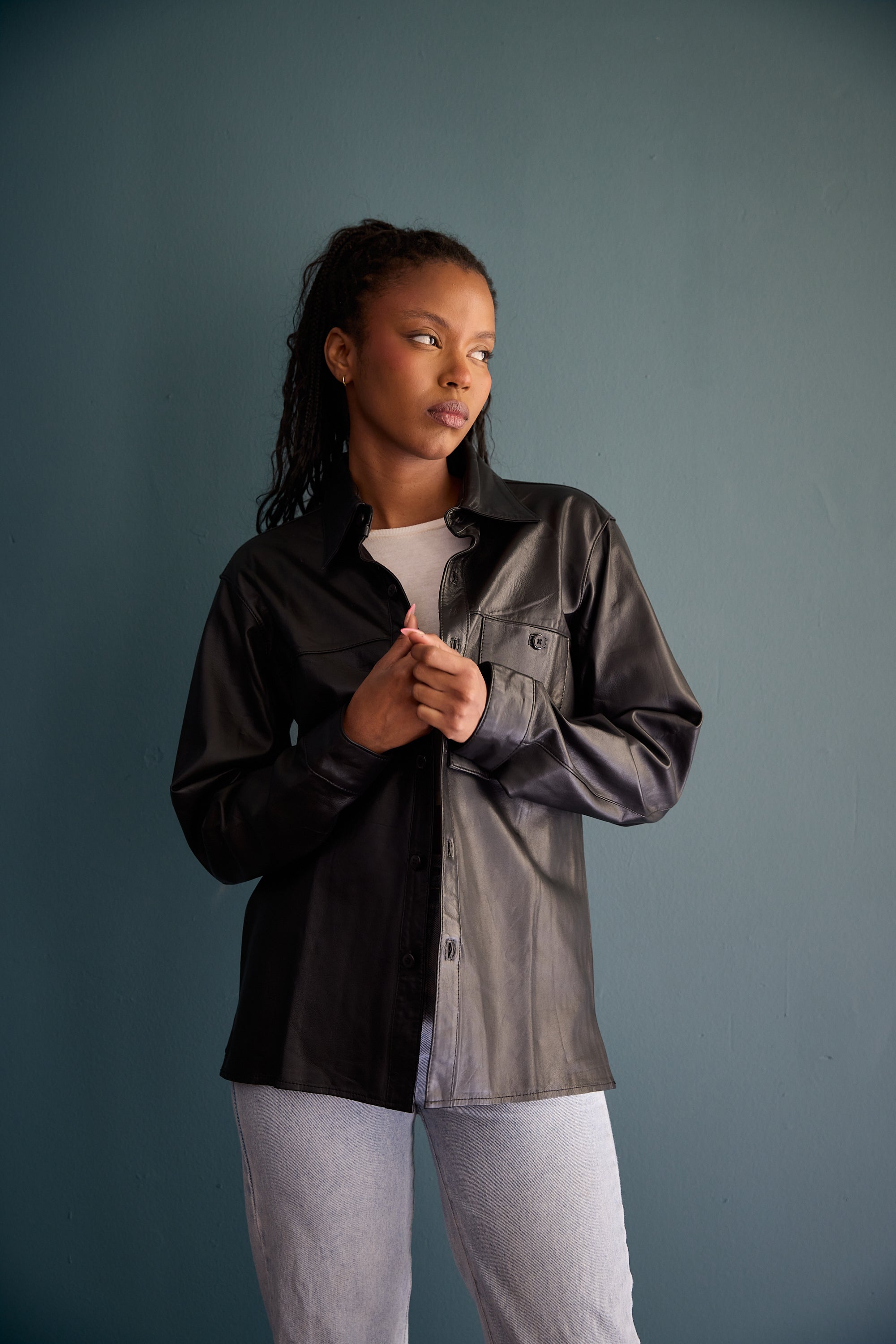 Manoj Unisex Napa Leather Shirt Jacket