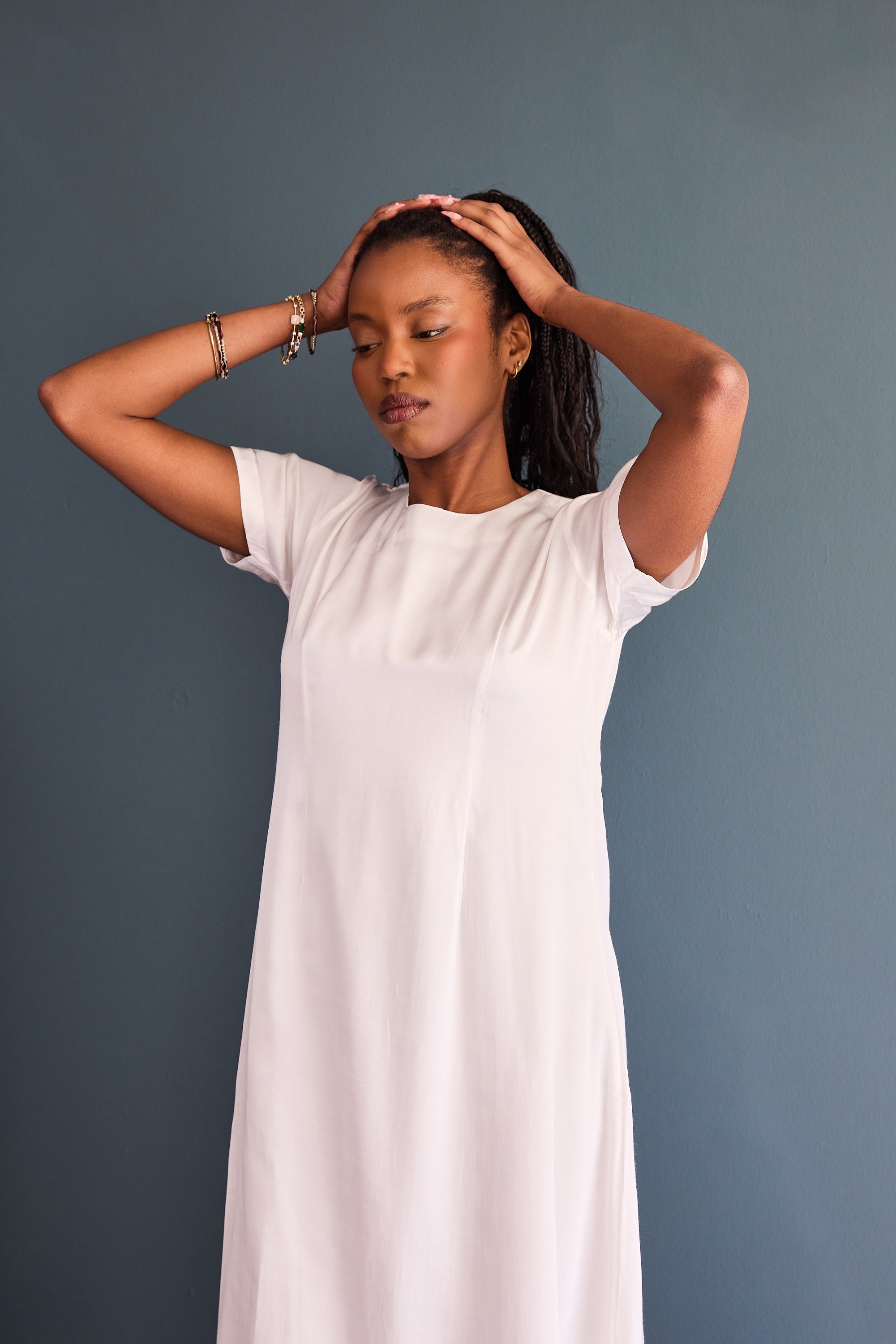 Mona Dress in Cotton Satin