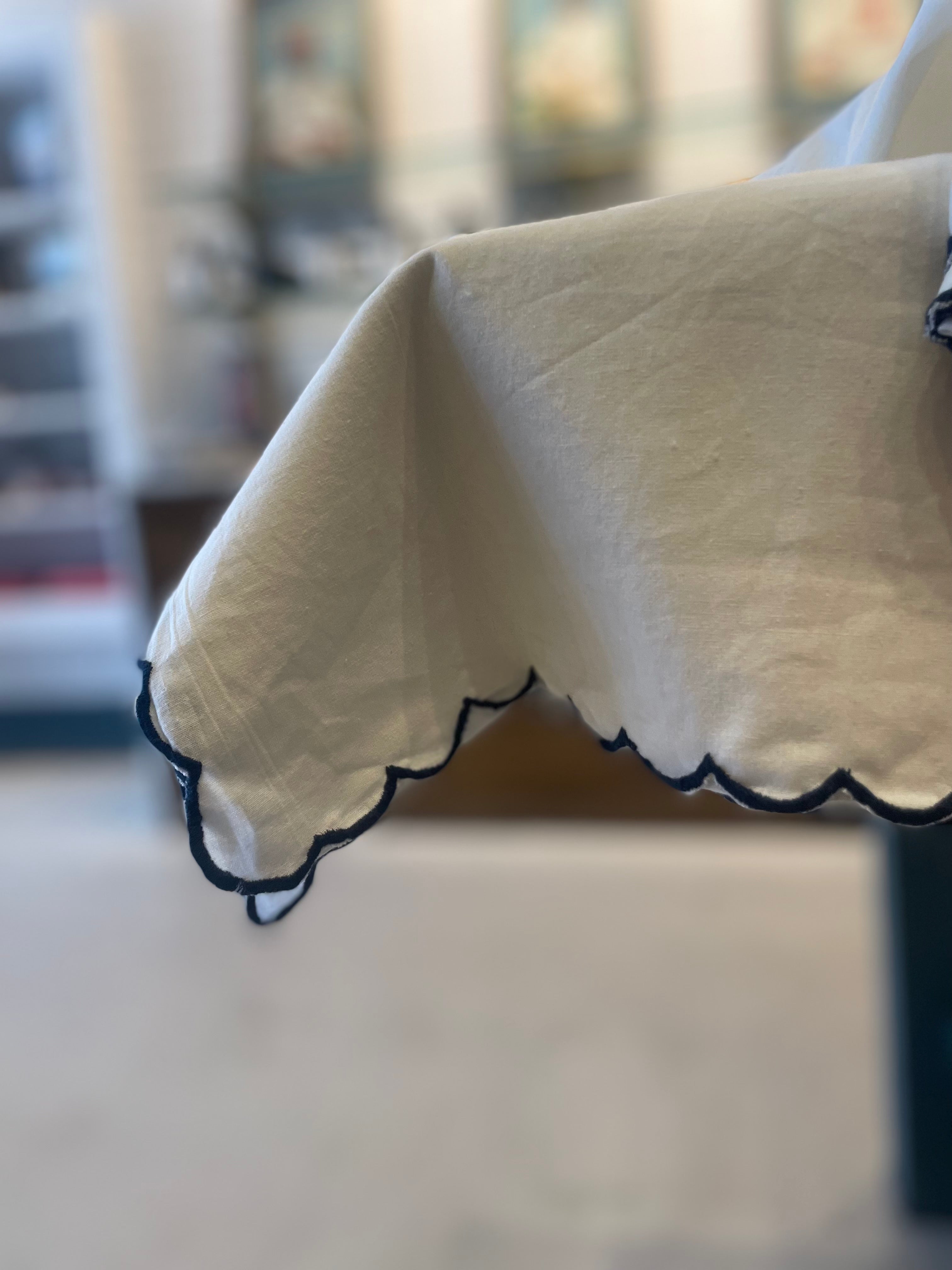 White Scallop Tablecloth