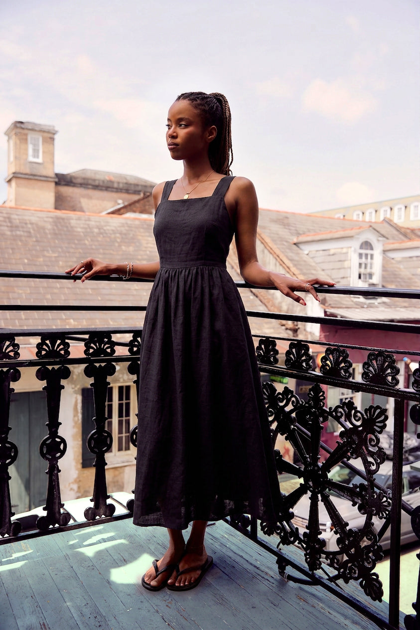 Tashi Pinafore Dress in Linen