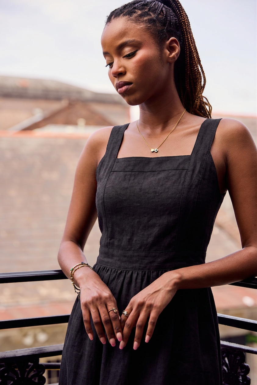 Tashi Pinafore Dress in Linen