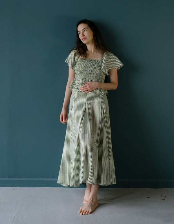 Nalini Skirt in Olive Stripe | Olive Stripe