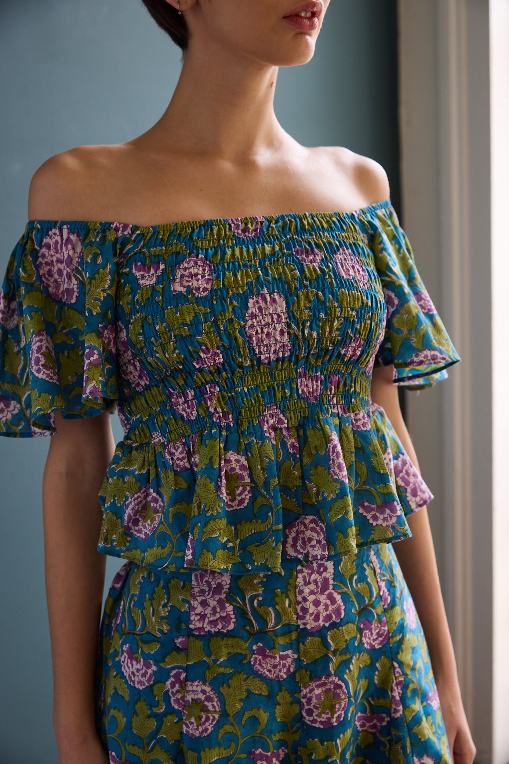Hema Smocked Flutter Top