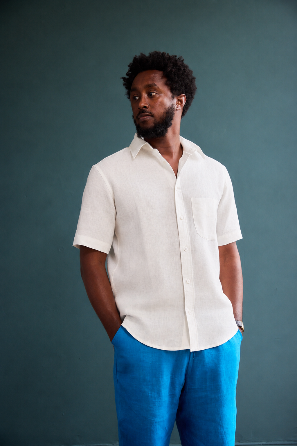 Classic Short Sleeve Linen Button Down Shirt