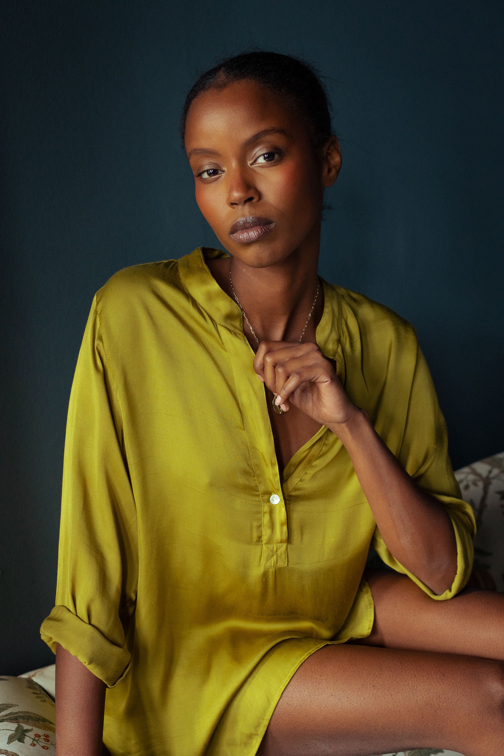 Soma Tunic in Cotton Satin | Citron