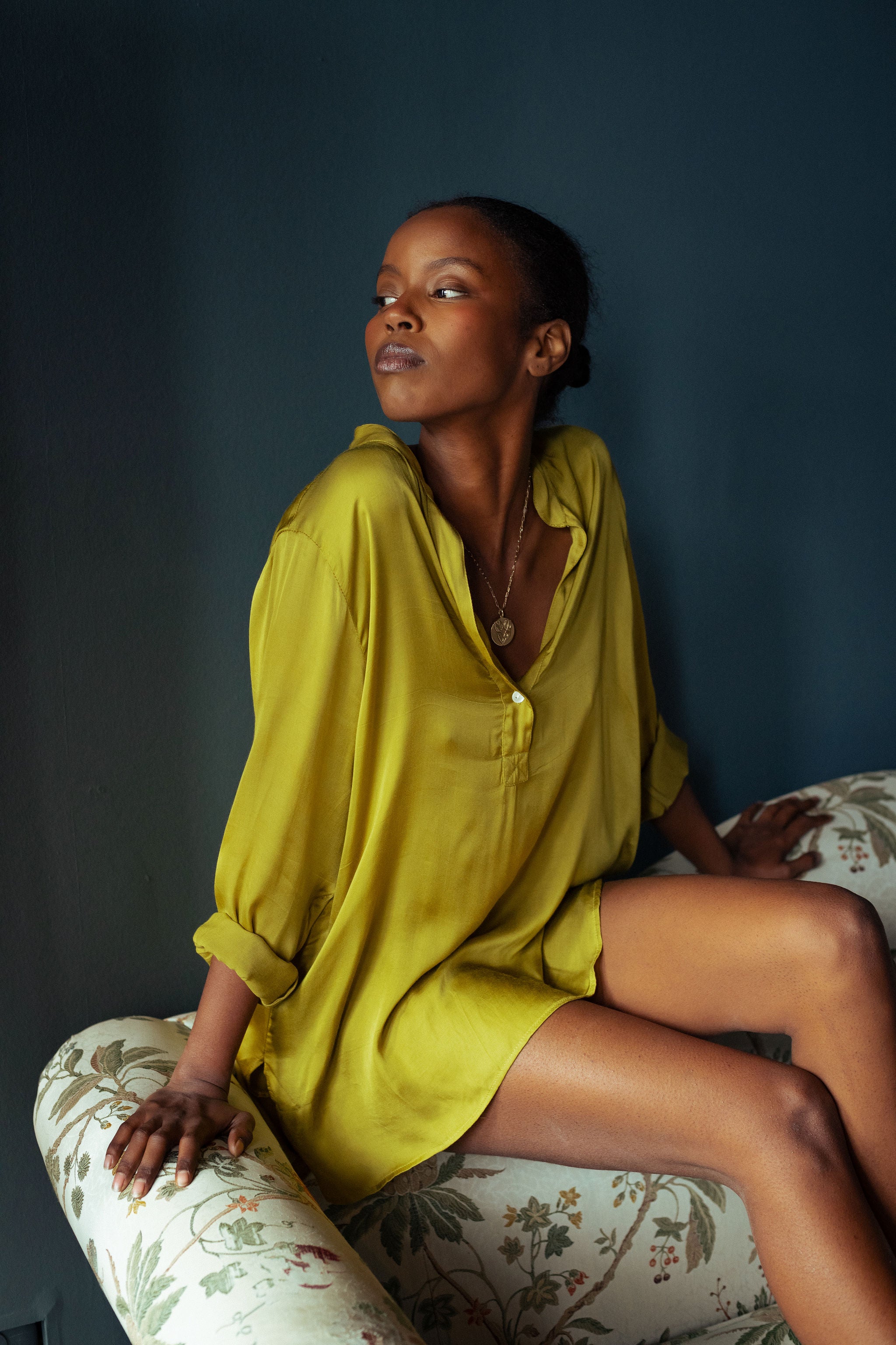 Soma Tunic in Cotton Satin | Citron