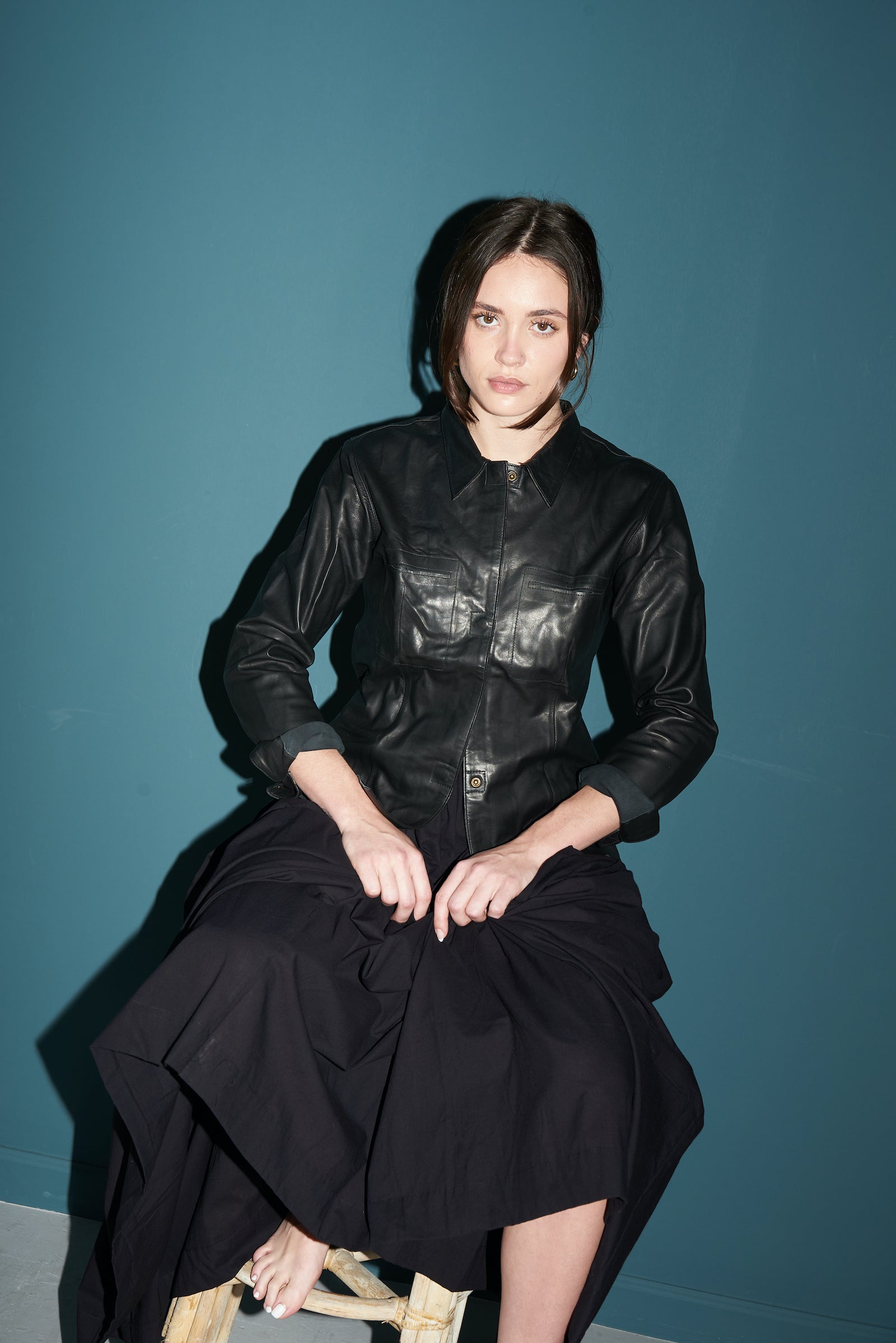 leather shirt | Black