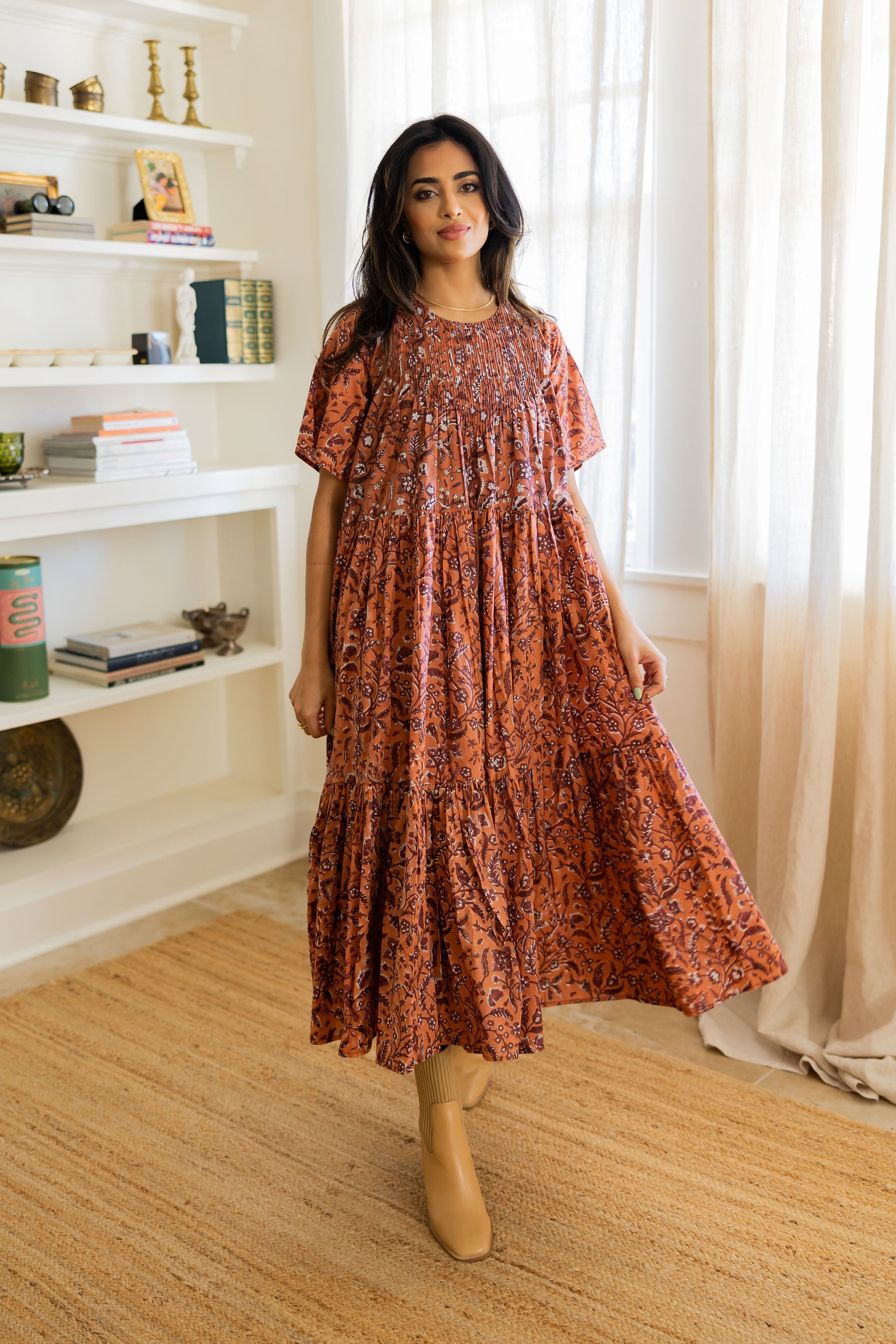 orange dress | rose garden