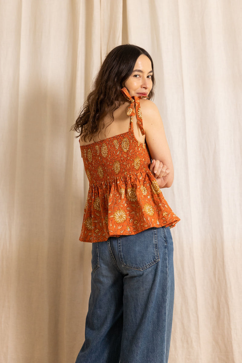 tie top | terracotta floral