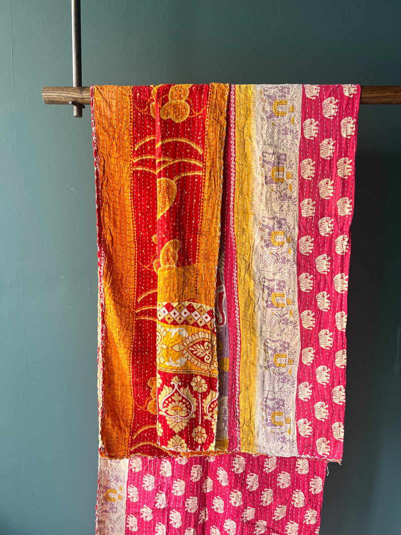 Antique Kantha Throw Blanket