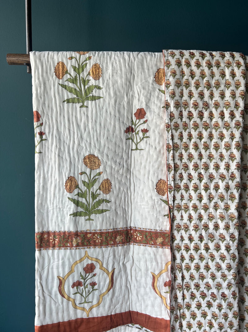 Block Printed Quilt | Earth