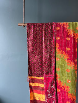 Antique Kantha Throw Blanket