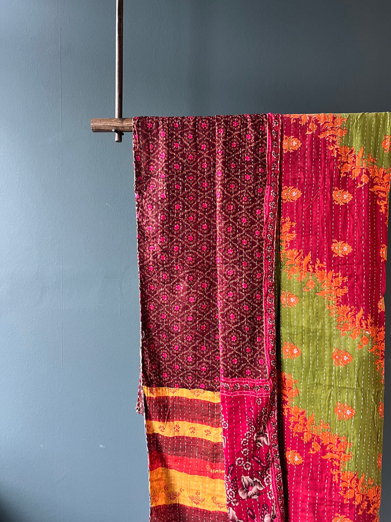 Antique Kantha Throw Blanket