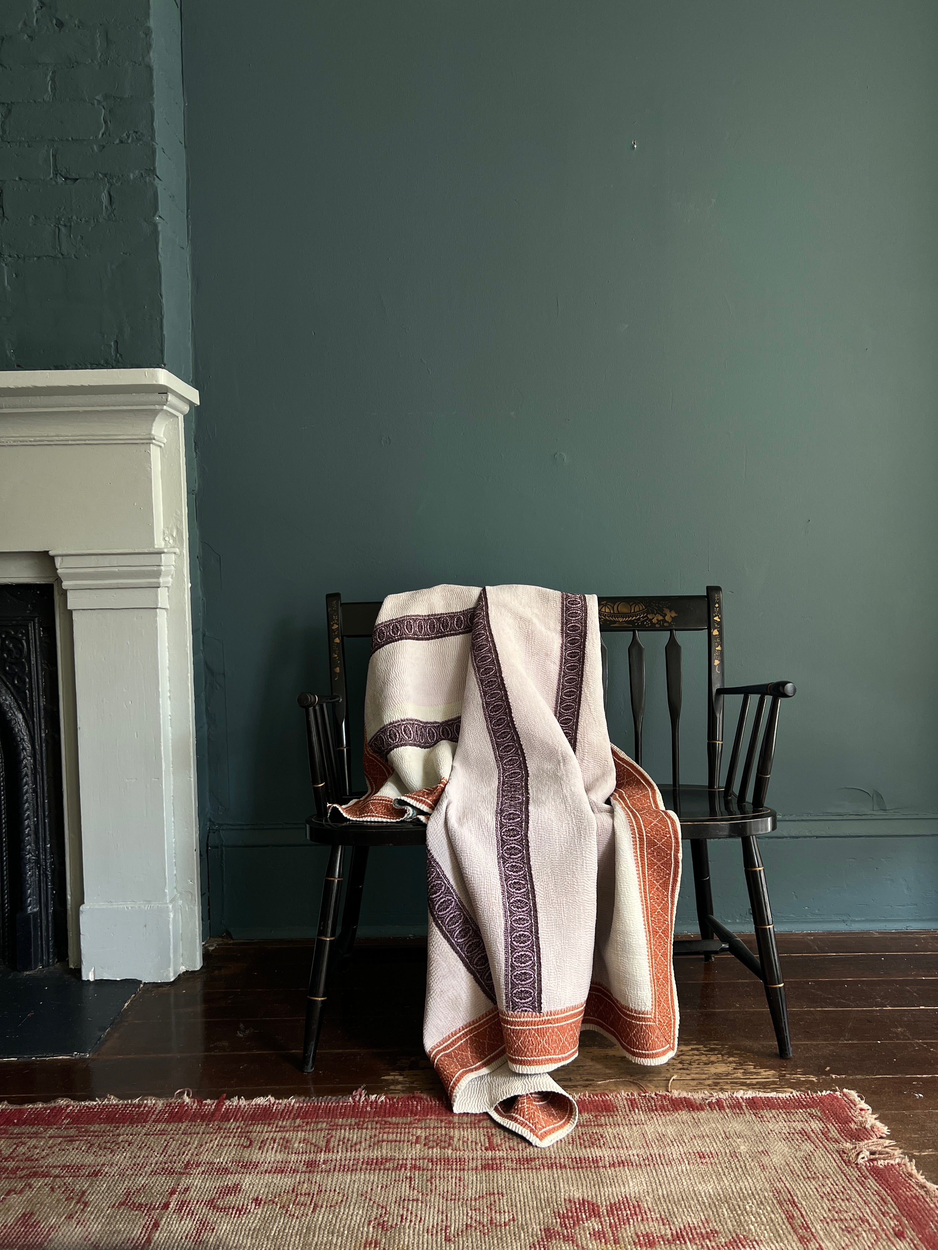 Antique Kantha Patchwork Throw Blanket