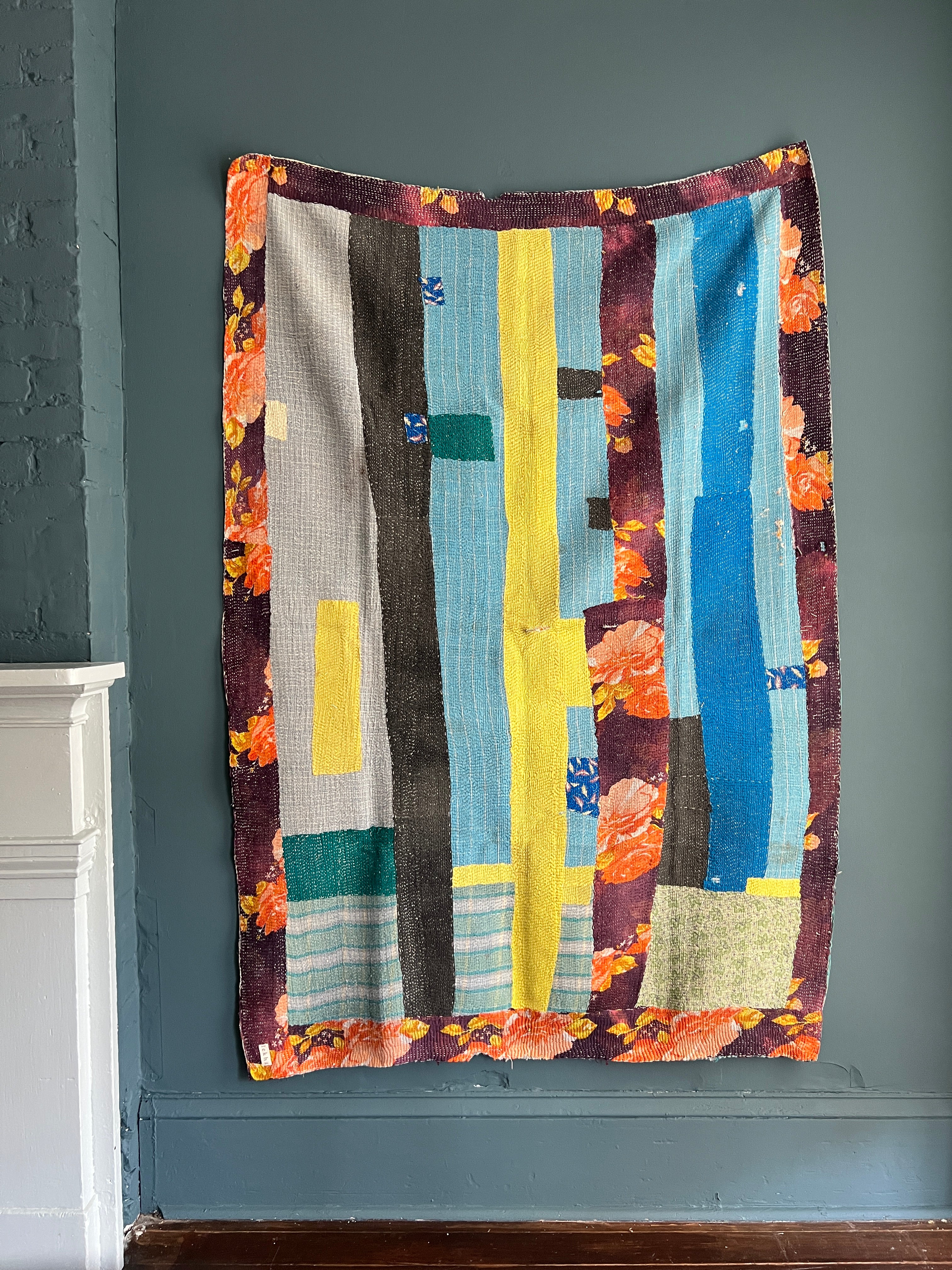 Antique Kantha Patchwork Throw Blanket