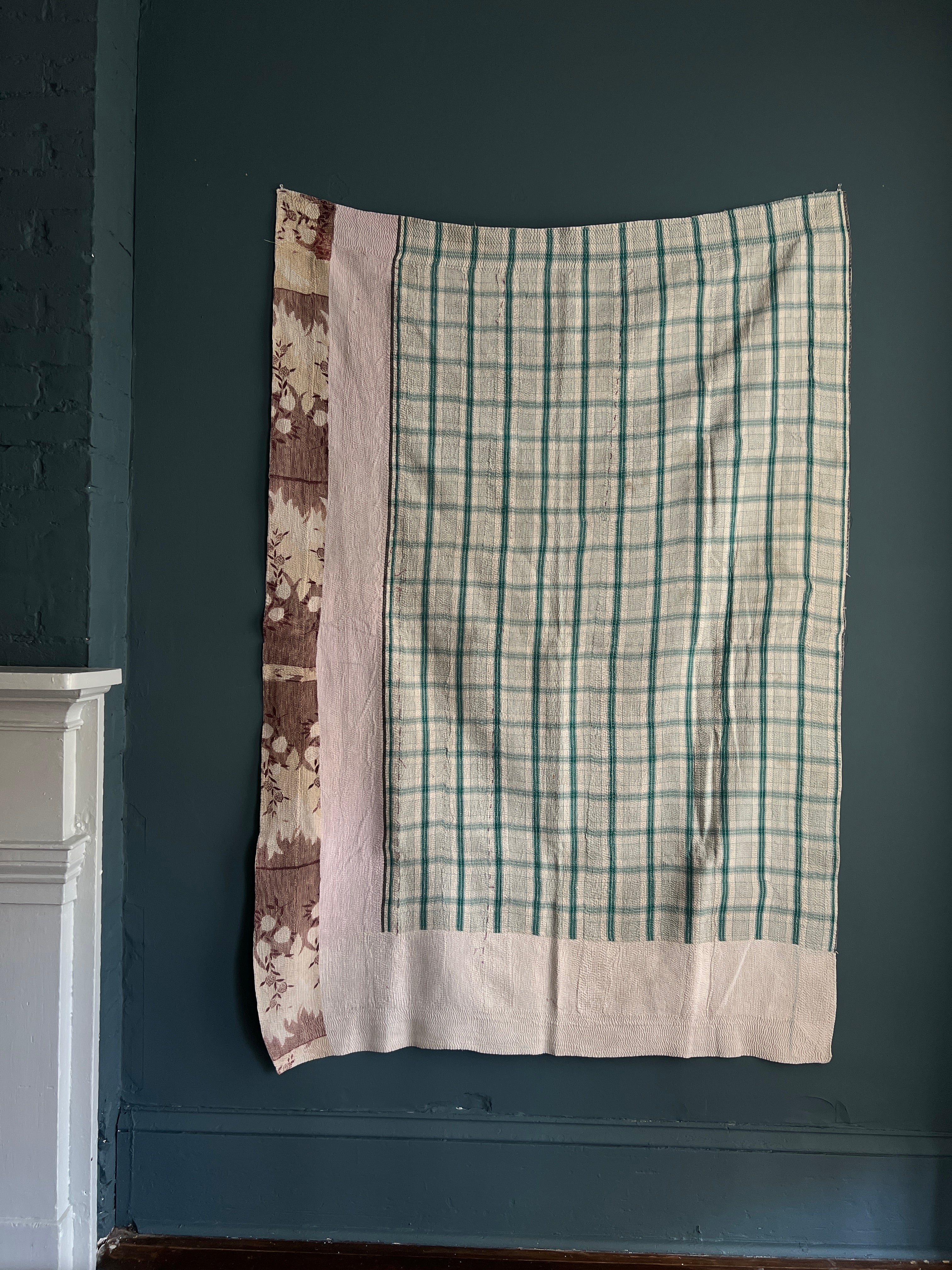 Antique Kantha Patchwork Throw Blanket