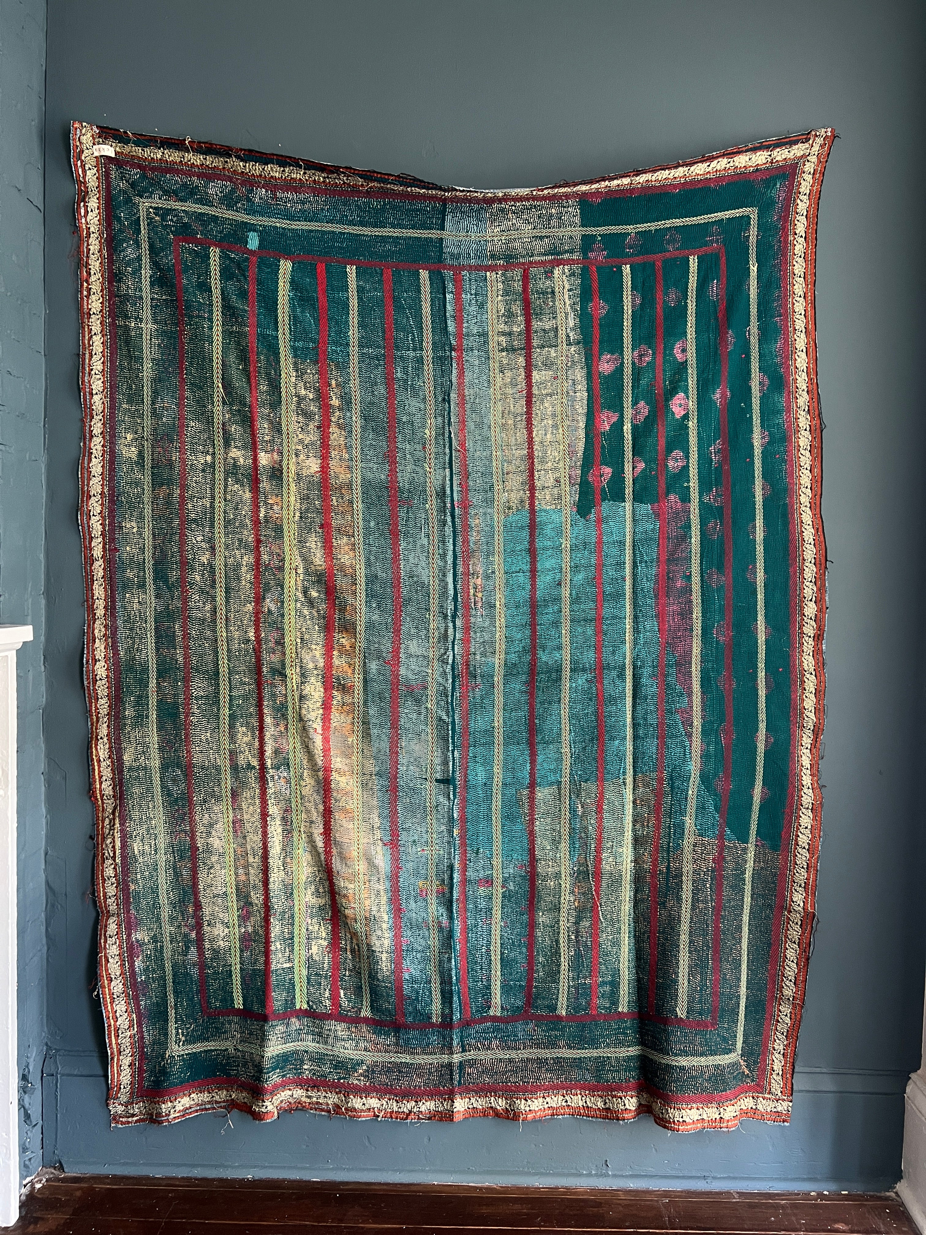 Antique Kantha Throw Blanket
