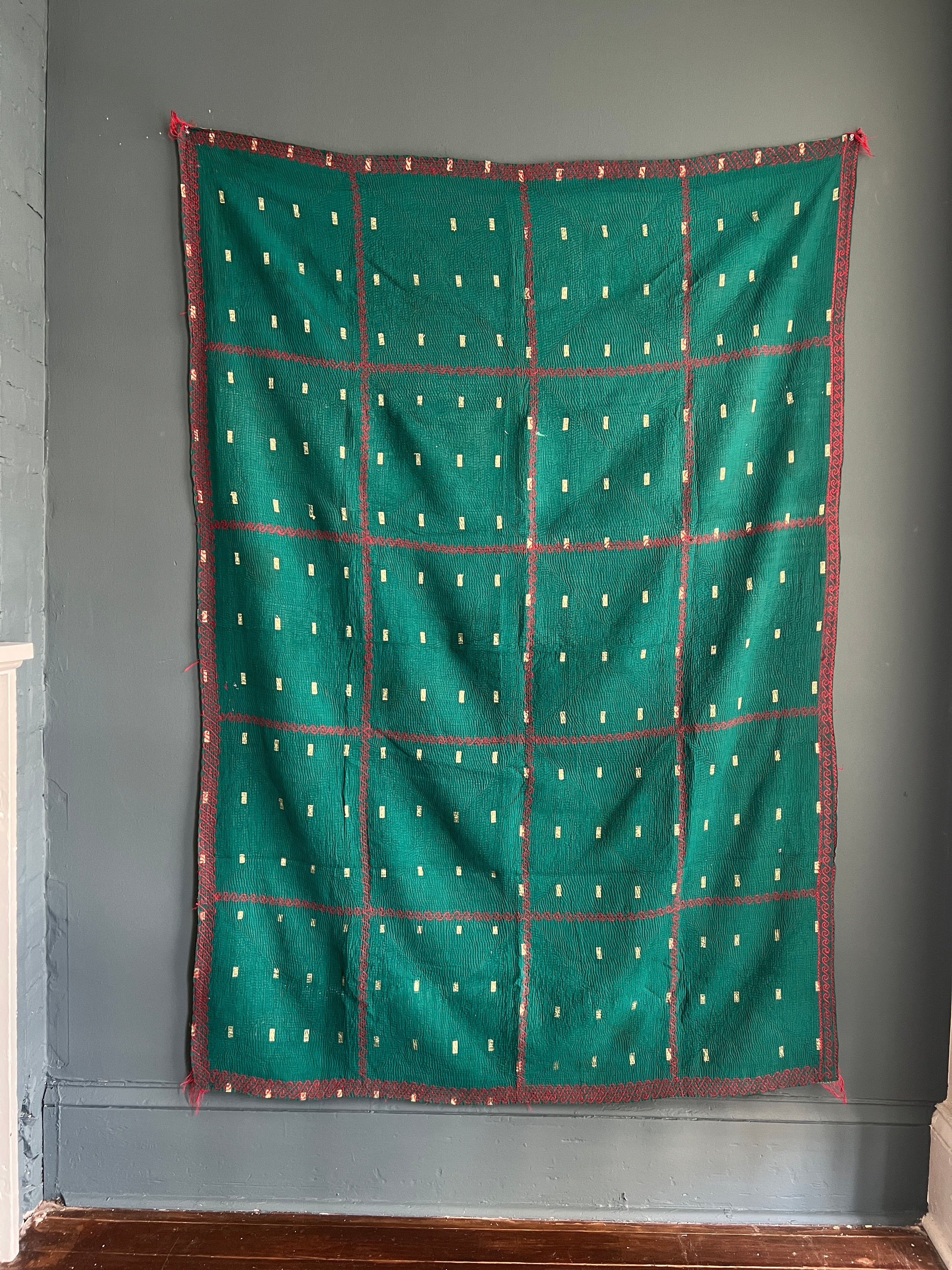 Antique Kantha Throw Blanket