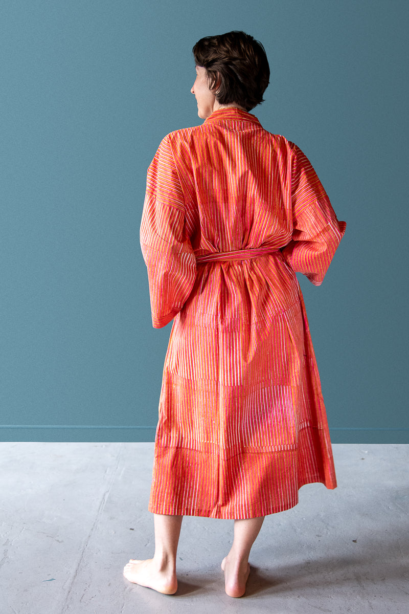 Block printed Mandi Robe, handmade in India. | jaipur stripe