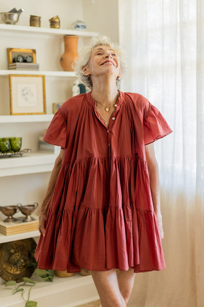 Voluminous tiered Lopa Dress, made in India.