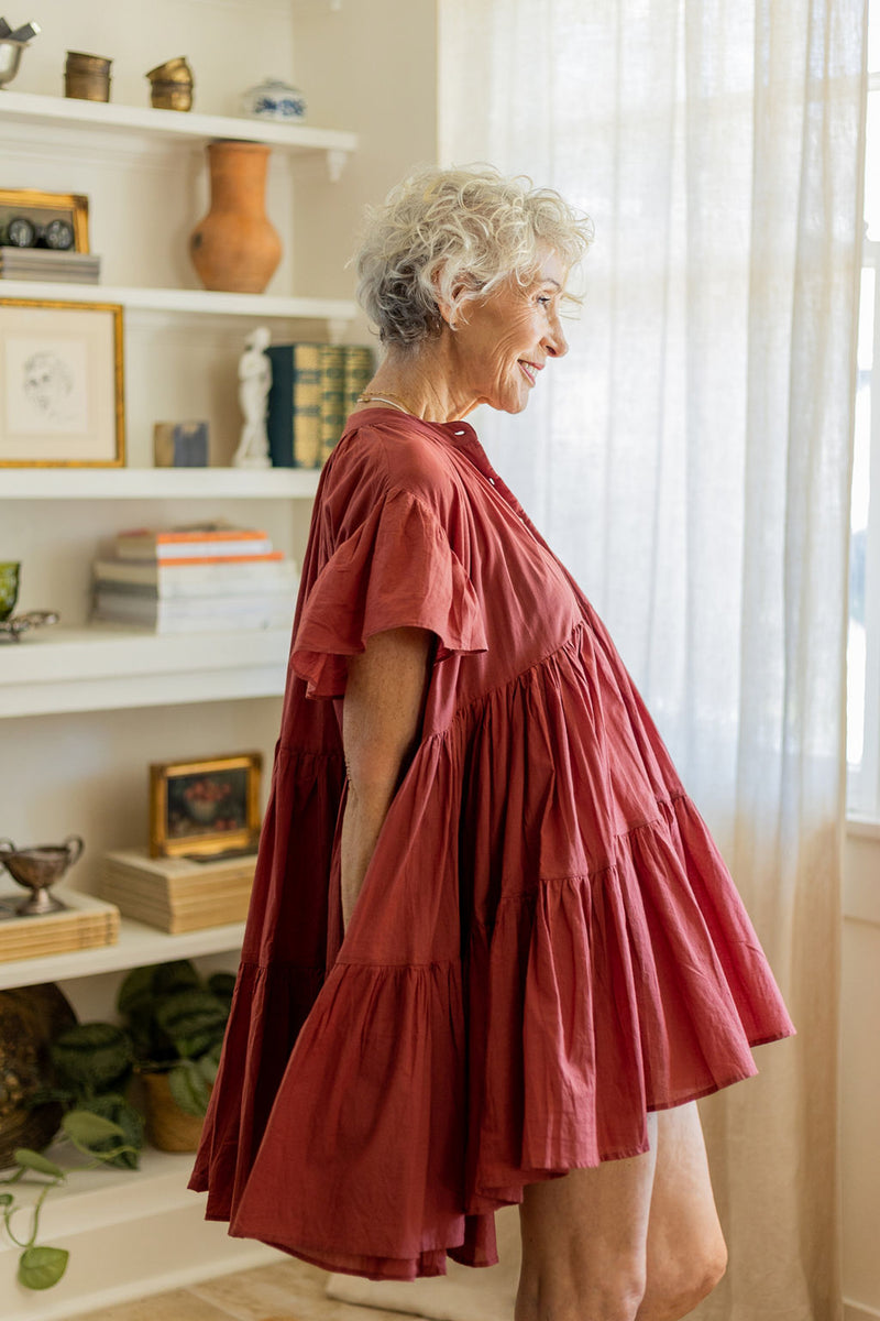 Voluminous tiered Lopa Dress, made in India.