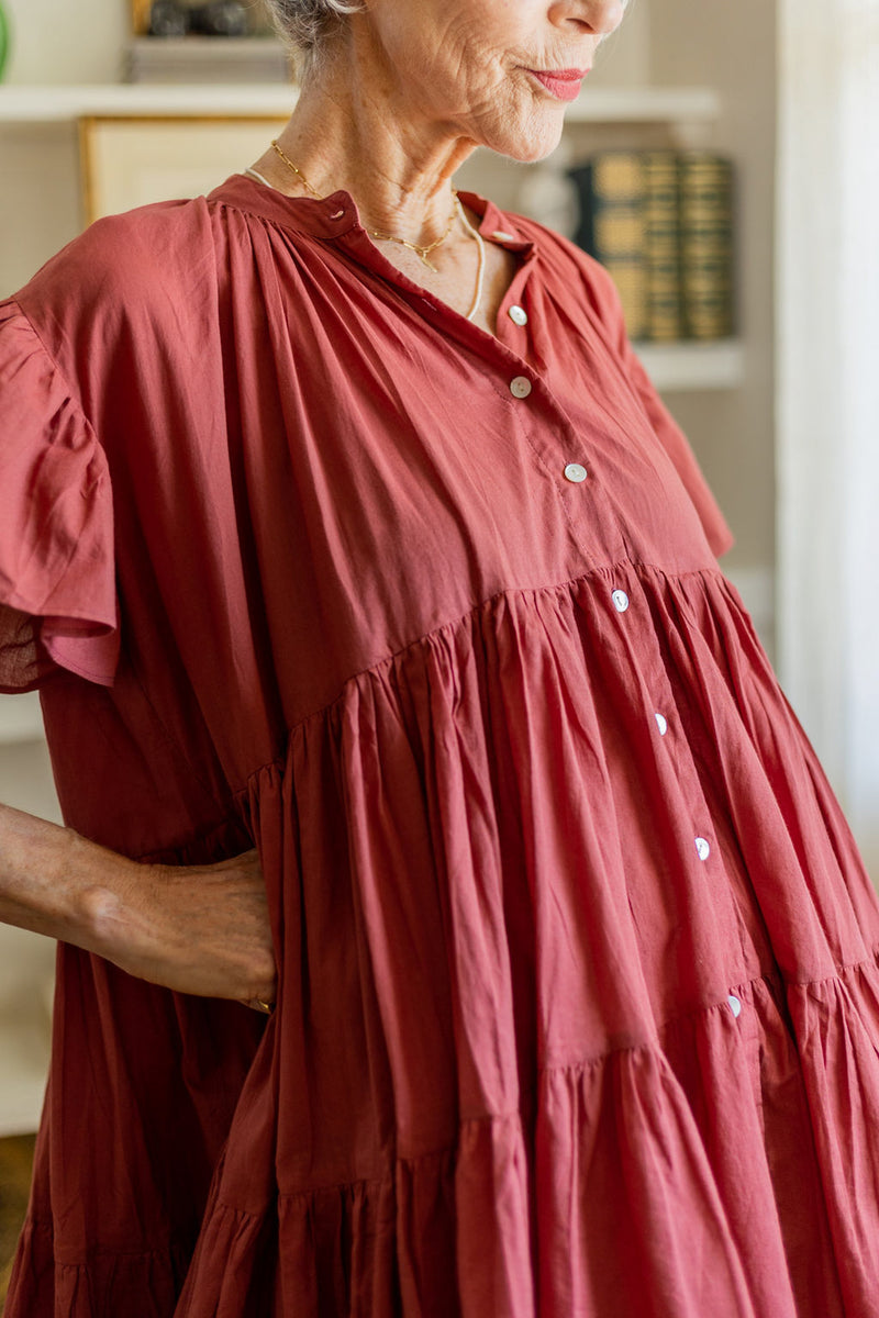 Voluminous tiered Lopa Dress, made in India.