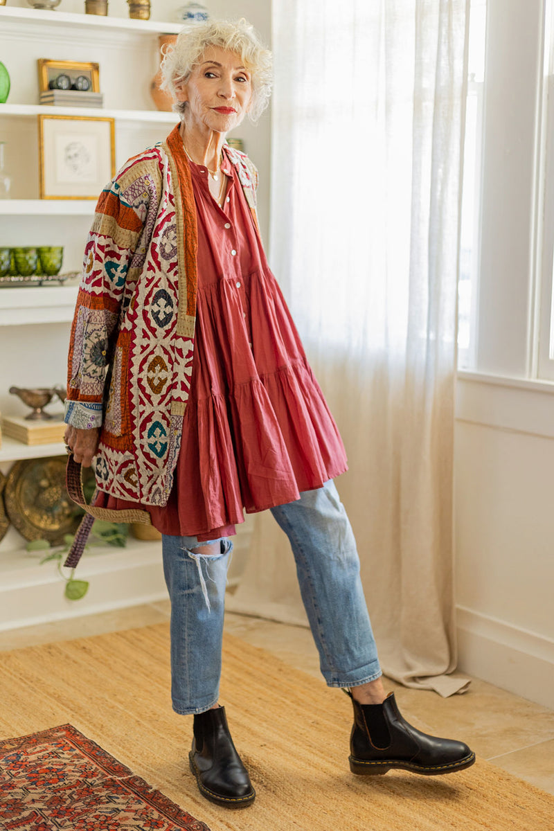 Voluminous tiered Lopa Dress, made in India.