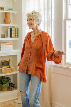 Cotton-satin Karima Blouse, made in India.