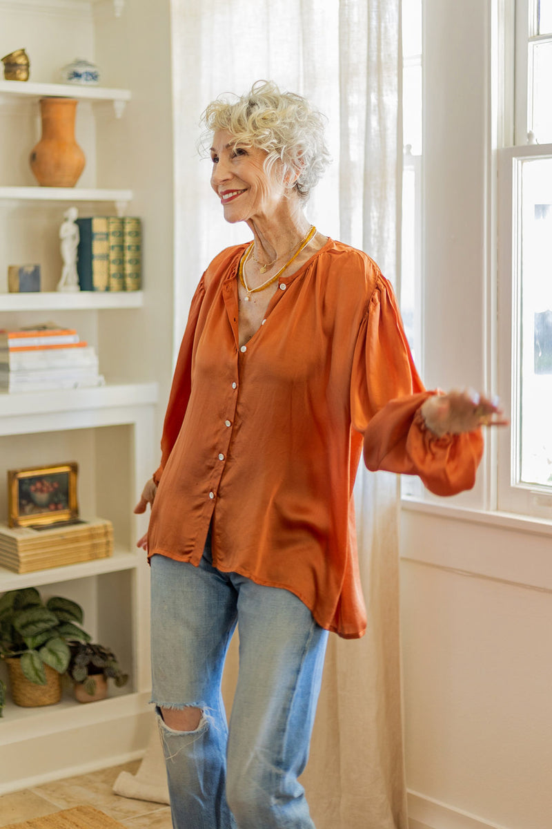 Cotton-satin Karima Blouse, made in India.