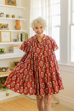Voluminous tiered Lopa Dress, made in India.