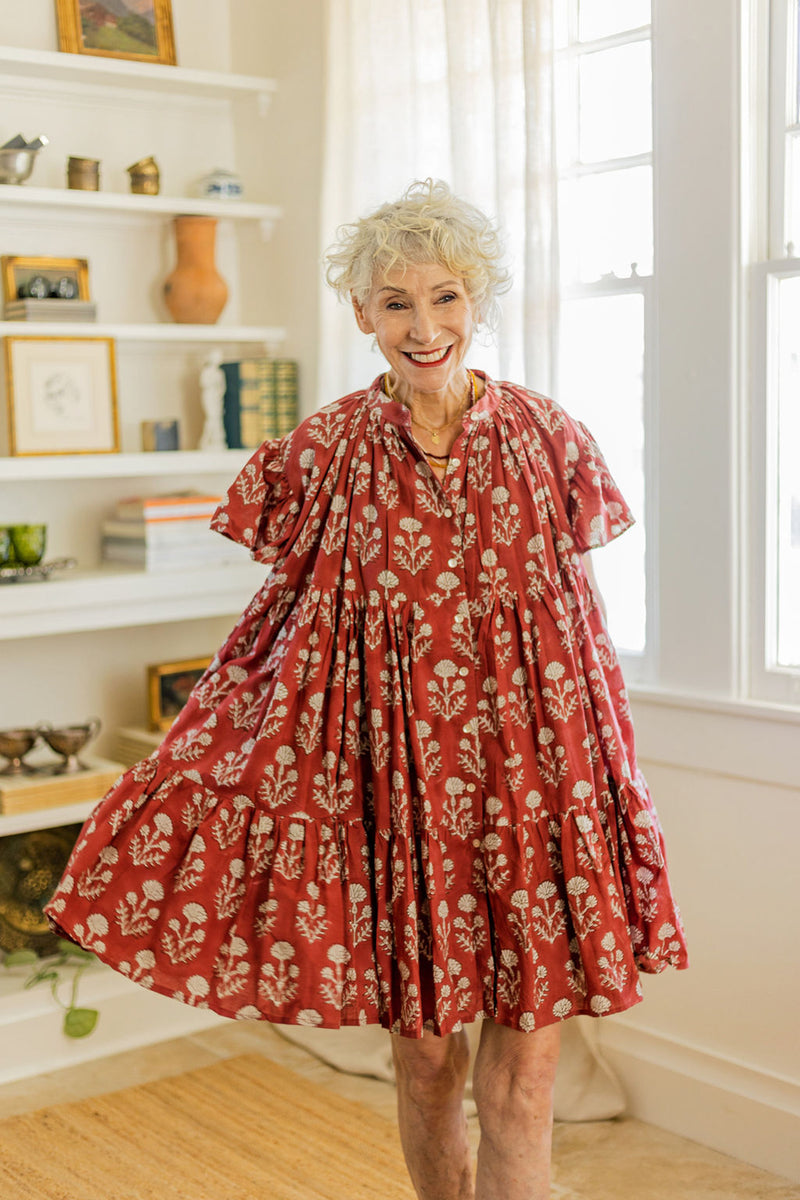 Voluminous tiered Lopa Dress, made in India.