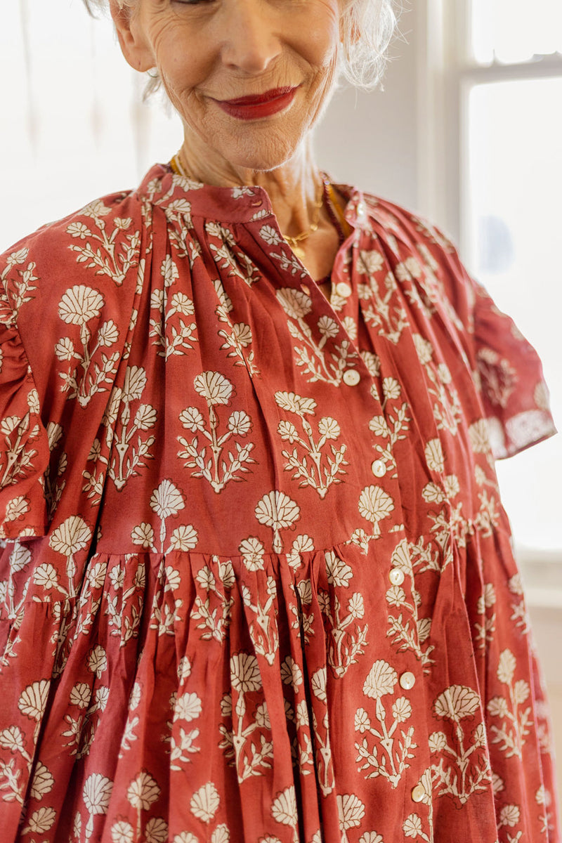 Voluminous tiered Lopa Dress, made in India.