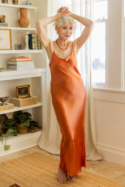 Cotton-satin Keya Slip Dress, made in India.